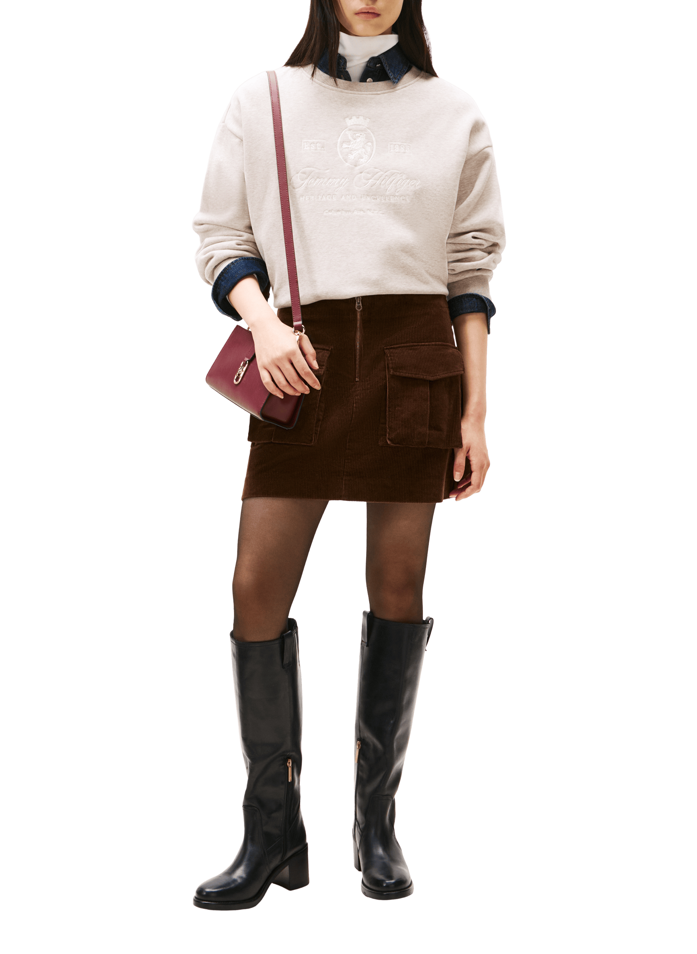 Bottines cavalières en cuir TOMMY HILFIGER Noir