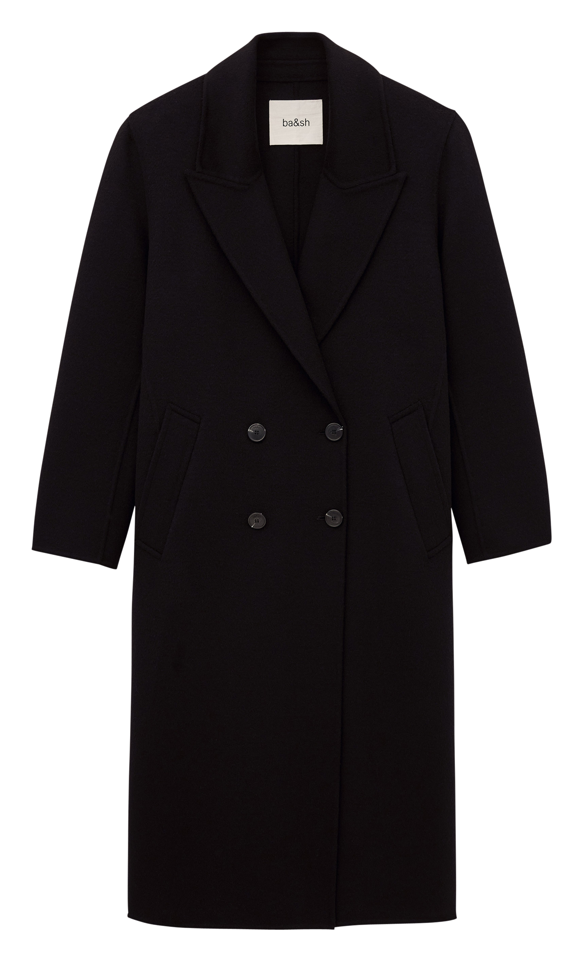 Manteau oversize col tailleur en laine mélangée koxlow BA&SH Noir
