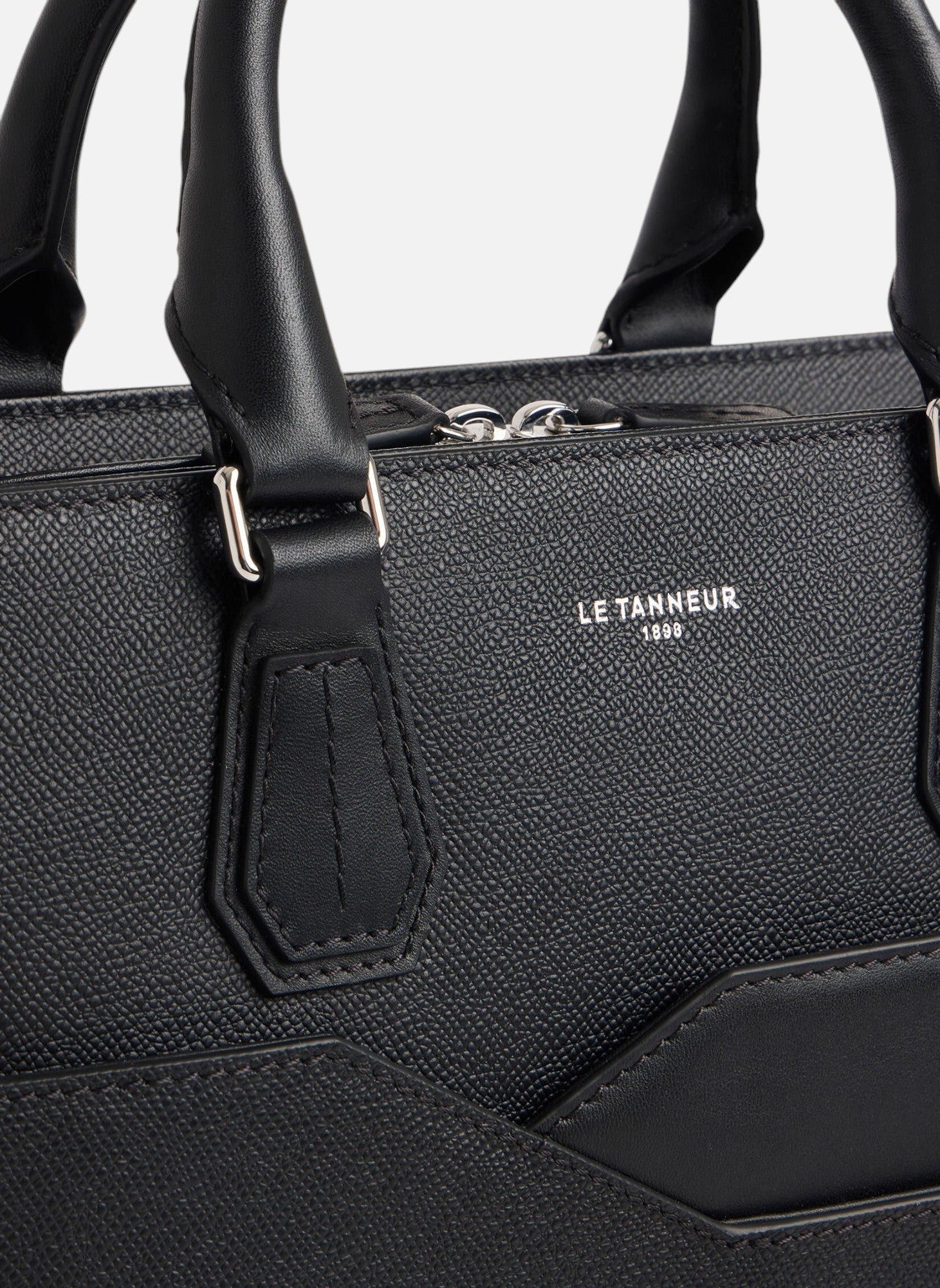 Porte documents 15" gaston en cuir grain croisé LE TANNEUR Noir