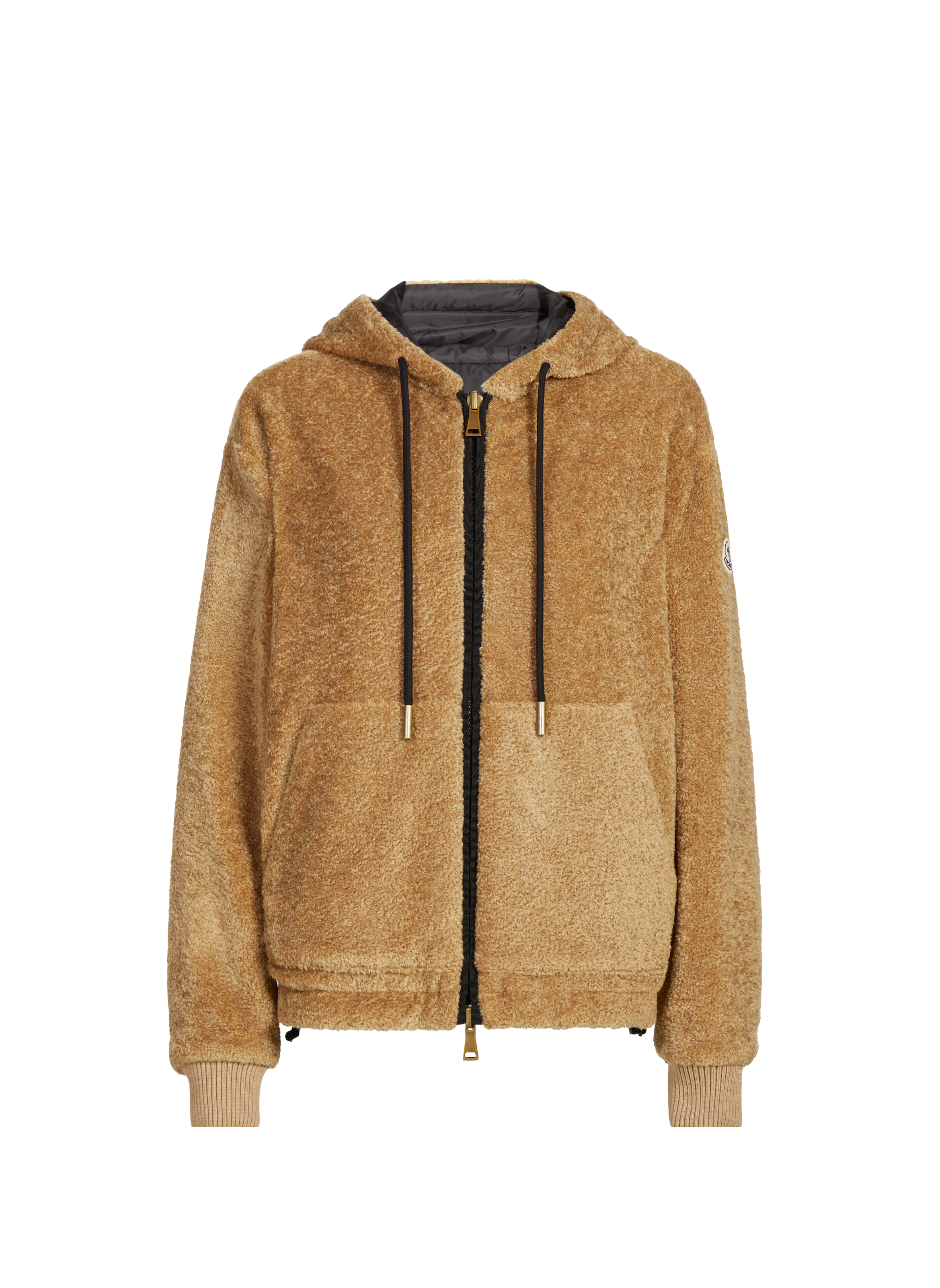 MONCLER Shearling hooded jacket Beige