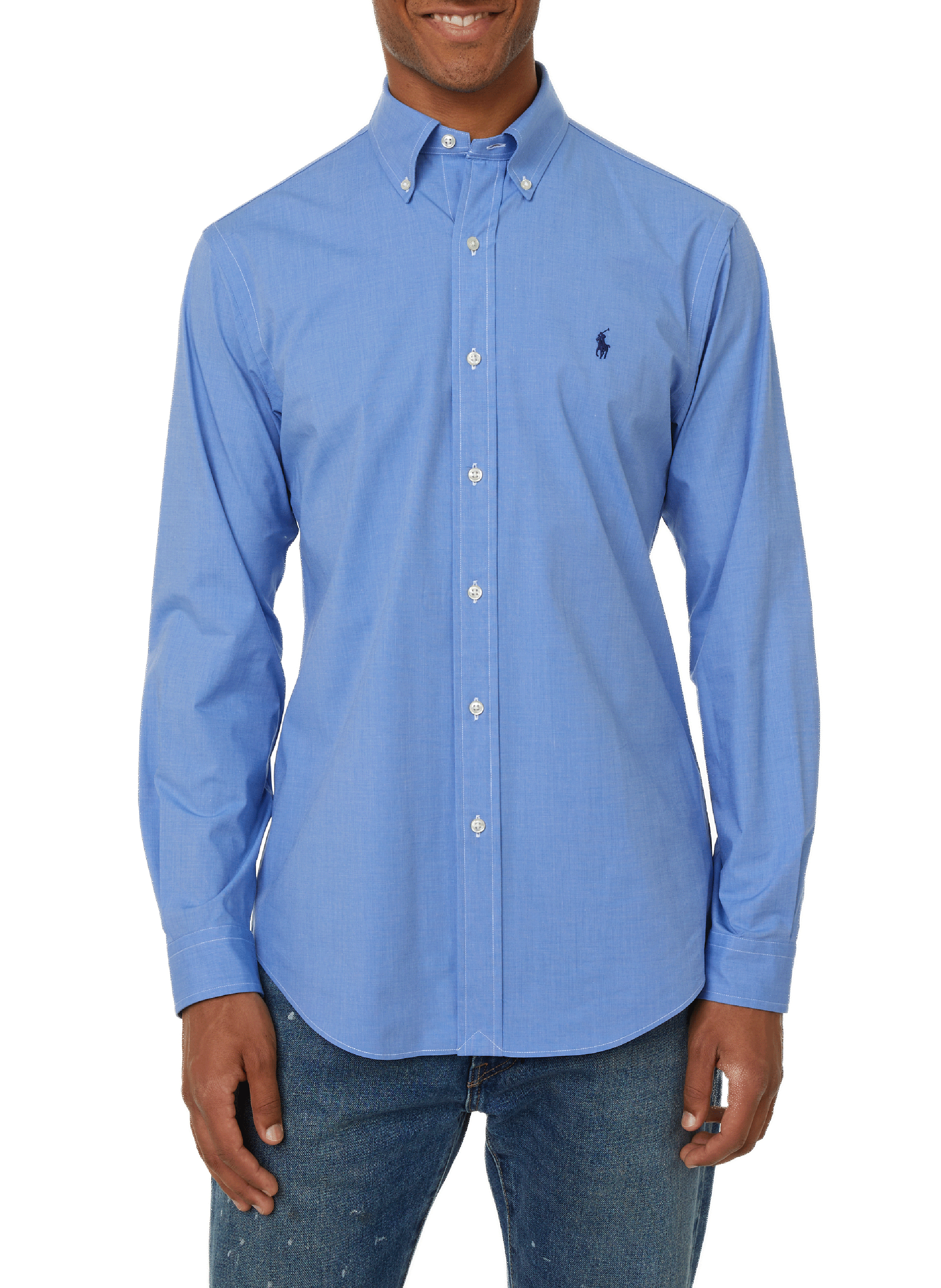 POLO RALPH LAUREN Straight stretch cotton shirt Blue