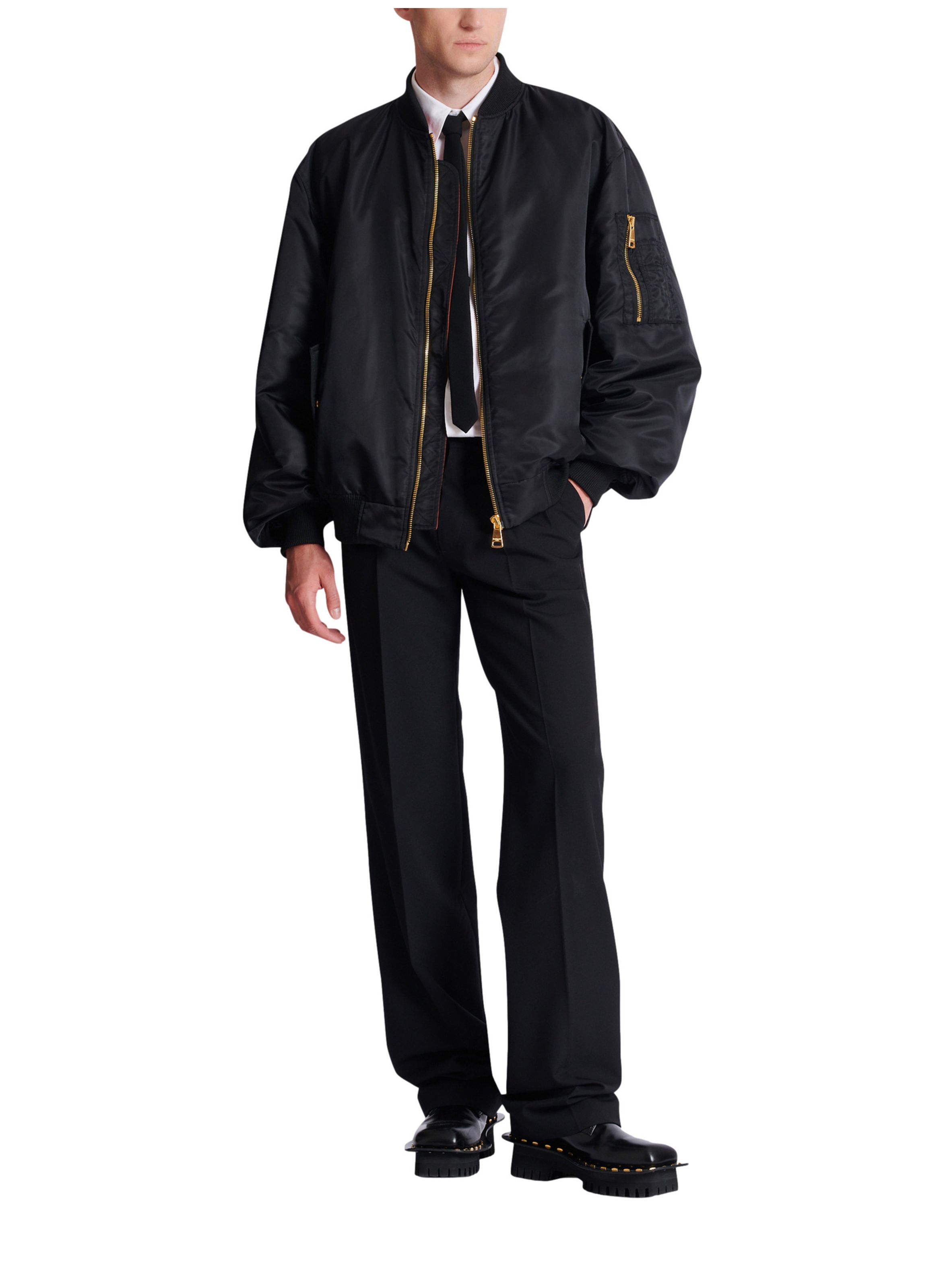 Bomber en nylon à imprimé BALMAIN Noir