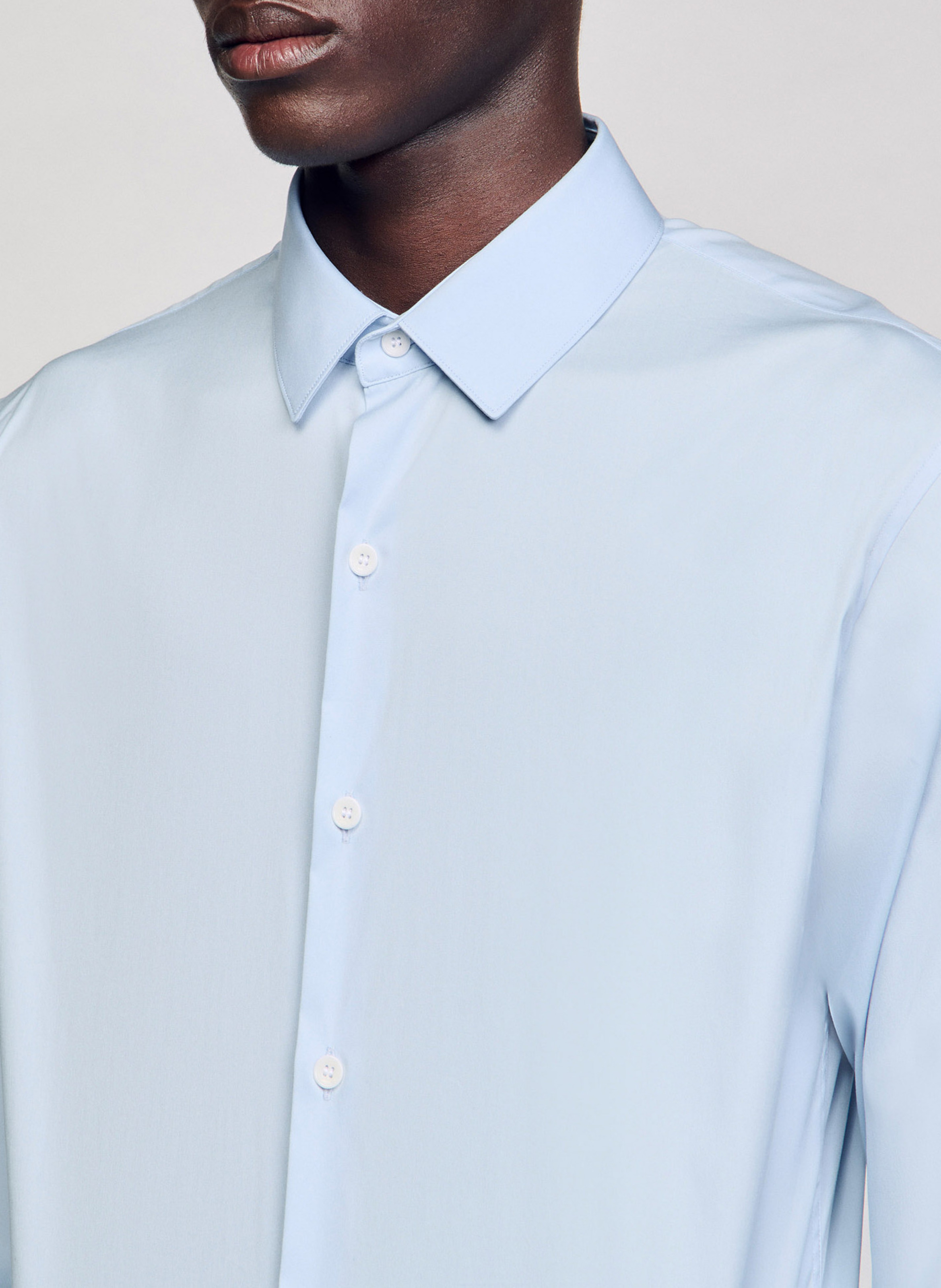 Chemise slim-fit en coton stretch SANDRO Bleu
