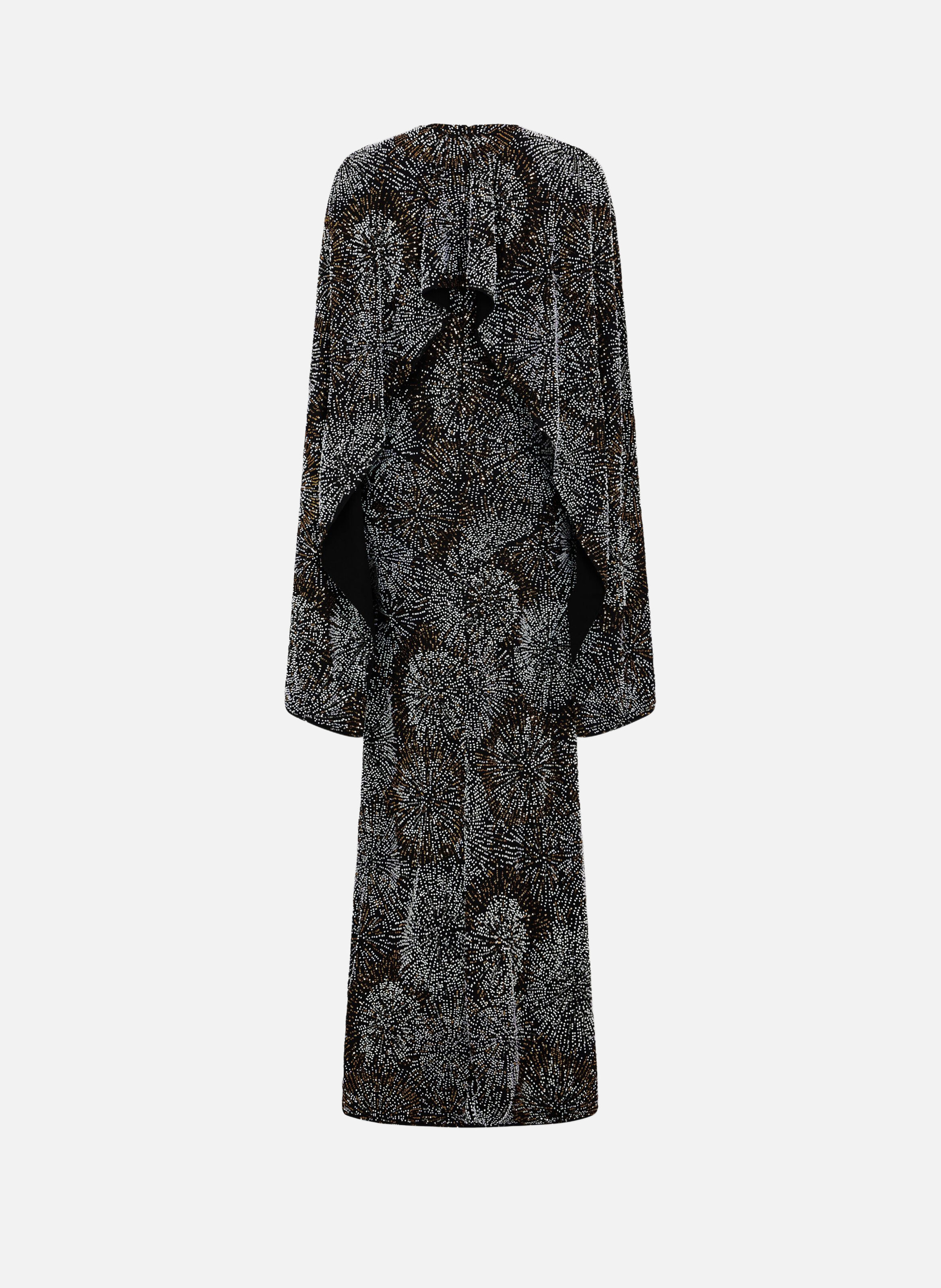 Robe en crêpe avec broderies de perles RABANNE Noir