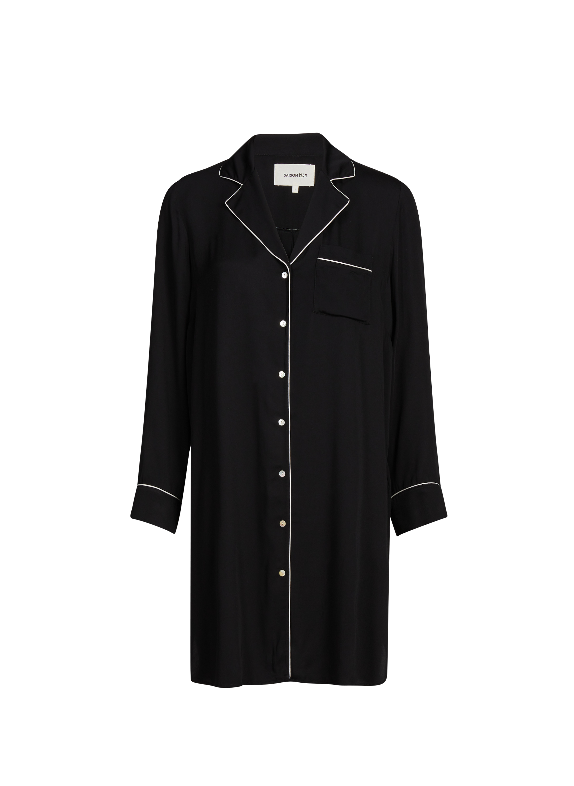 SAISON 1865 Chemise de nuit col tailleur Noir