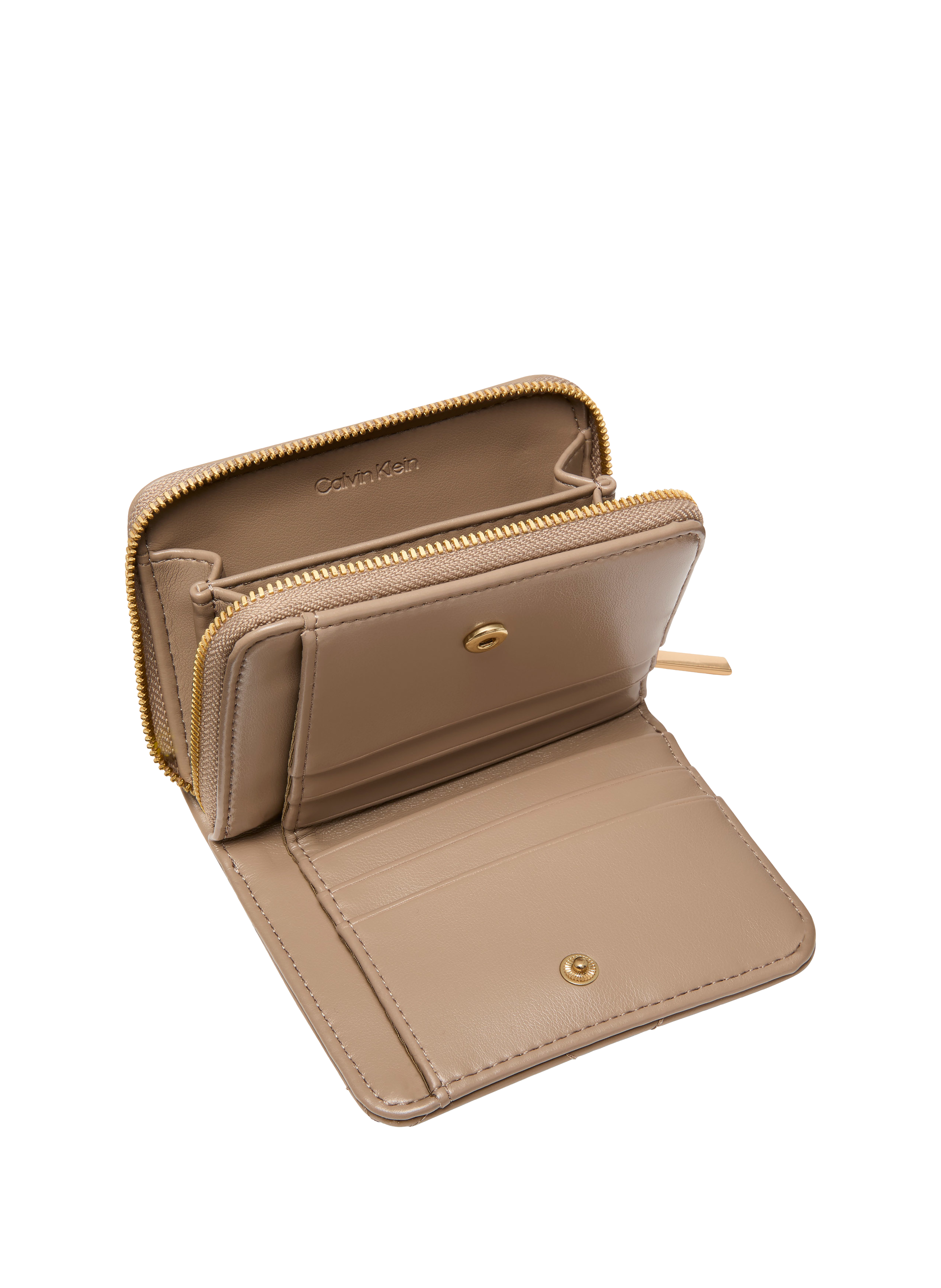 Portefeuille compact effet cuir CALVIN KLEIN Beige