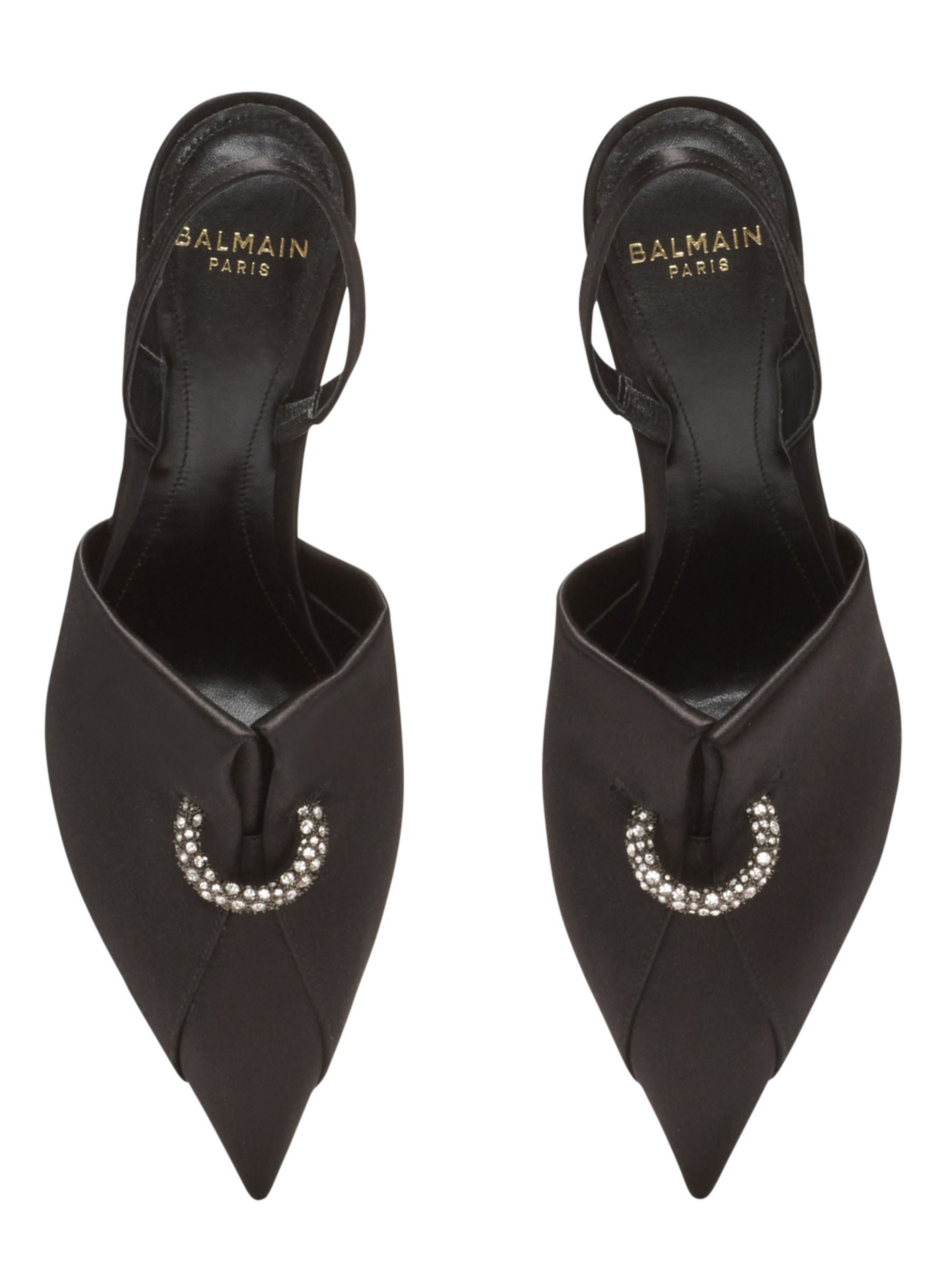 Escarpins en satin avec piercing BALMAIN Noir