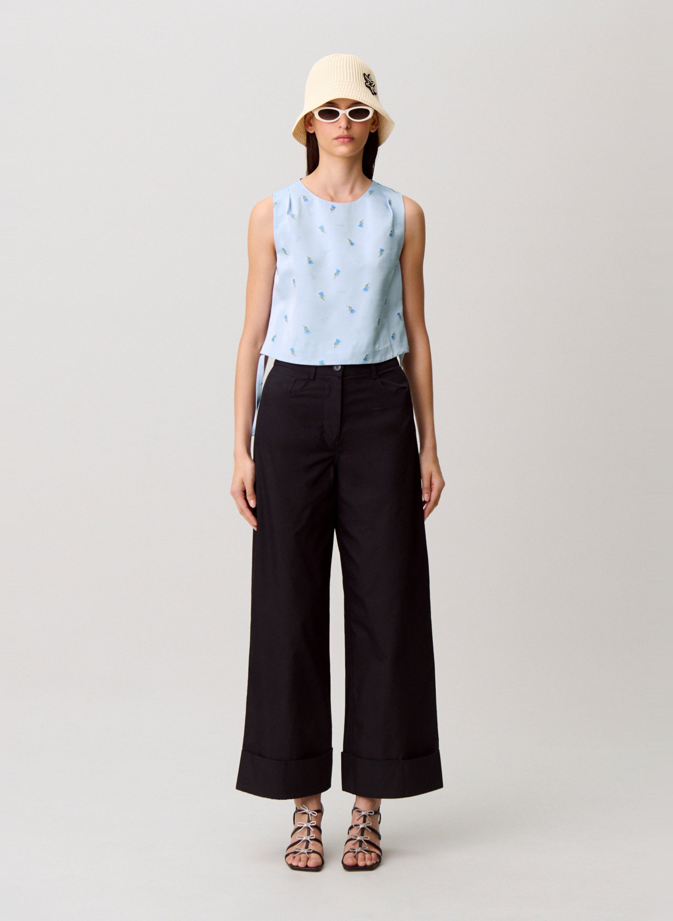 Top court imprimé col rond CLAUDIE PIERLOT Bleu