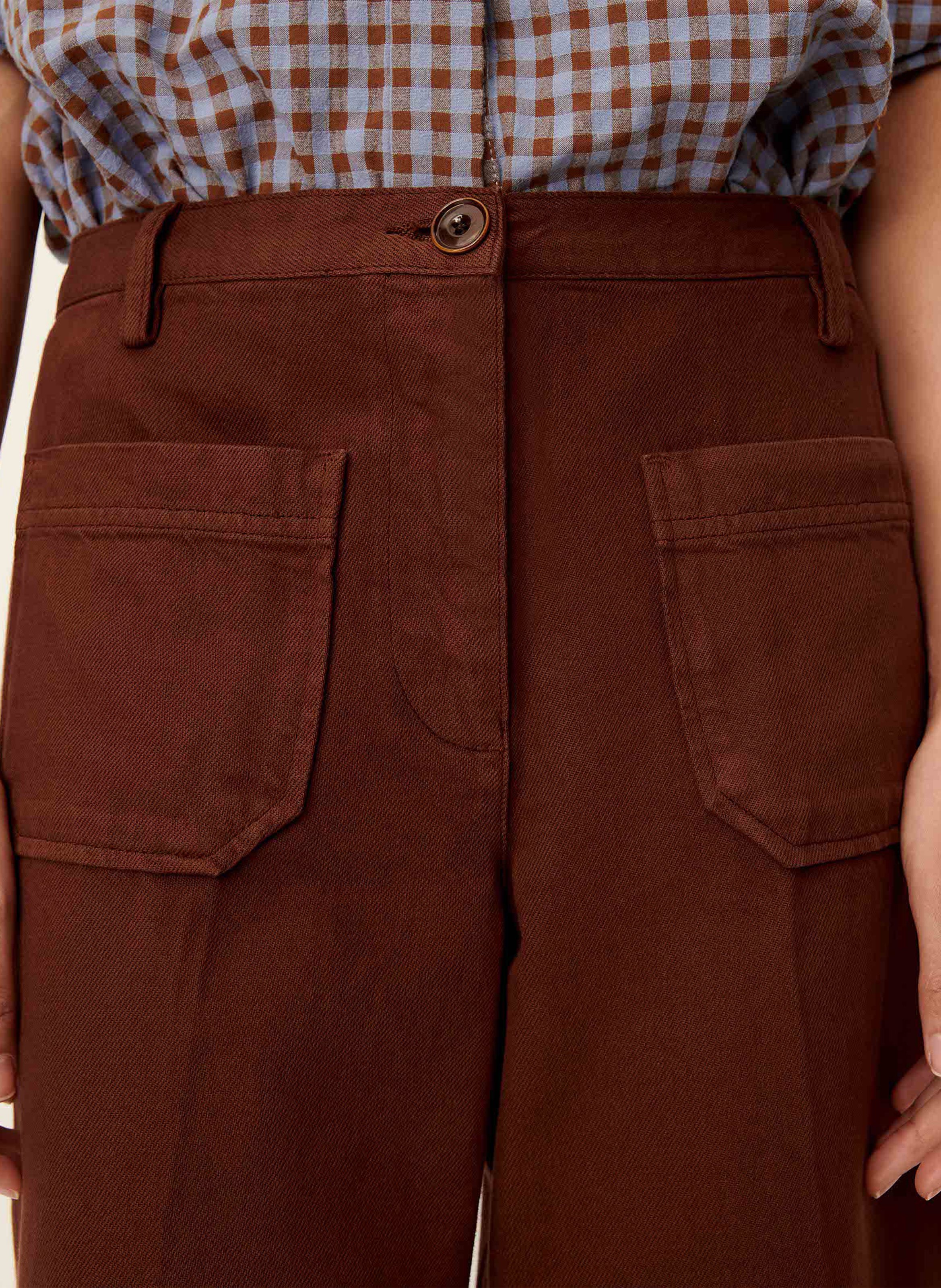 Jean droit taille haute en coton Aldricks SESSUN Marron