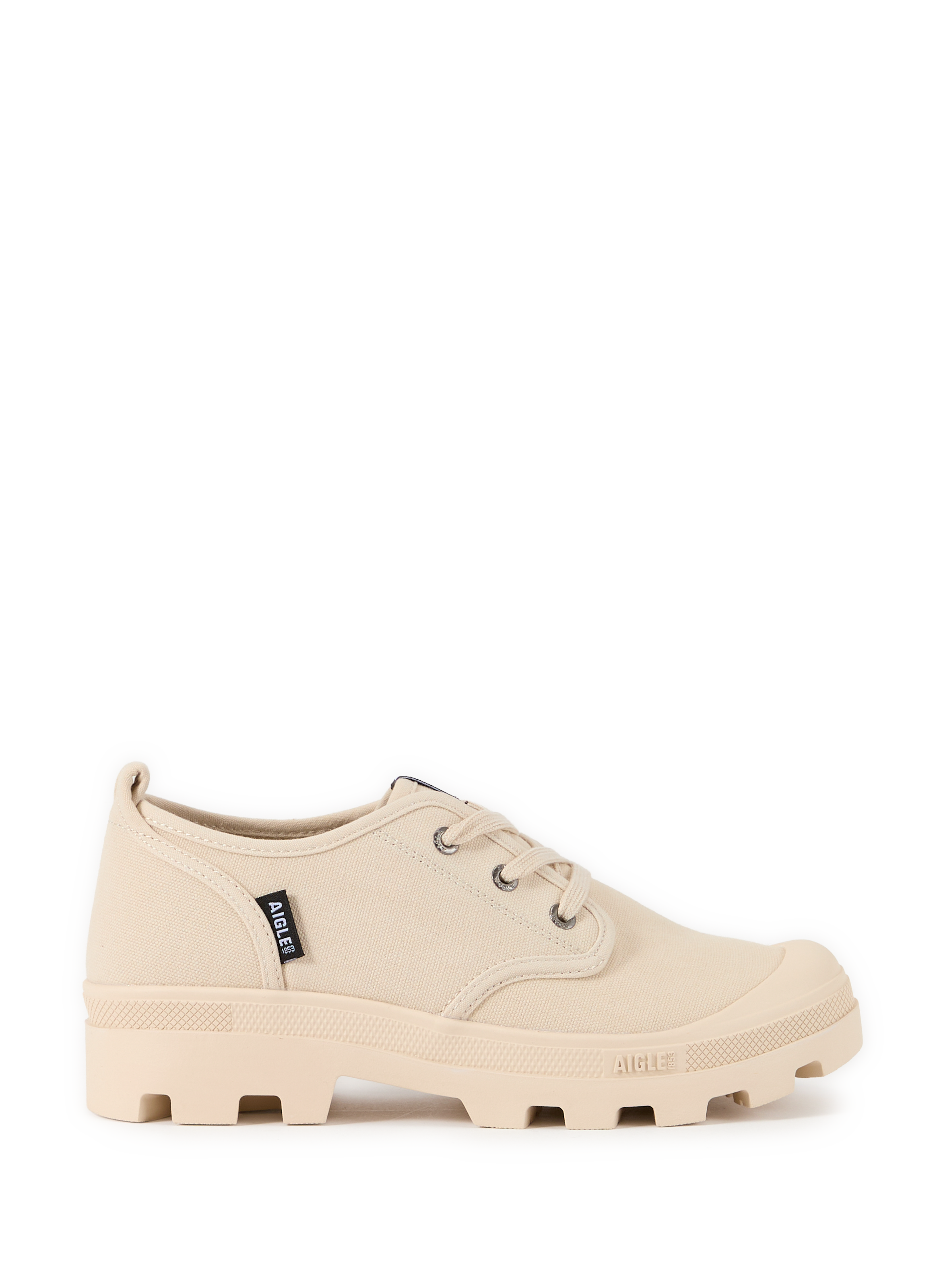 Text translated to English:
Tenere serrated sneakers in mixed piqué cotton AIGLE Beige