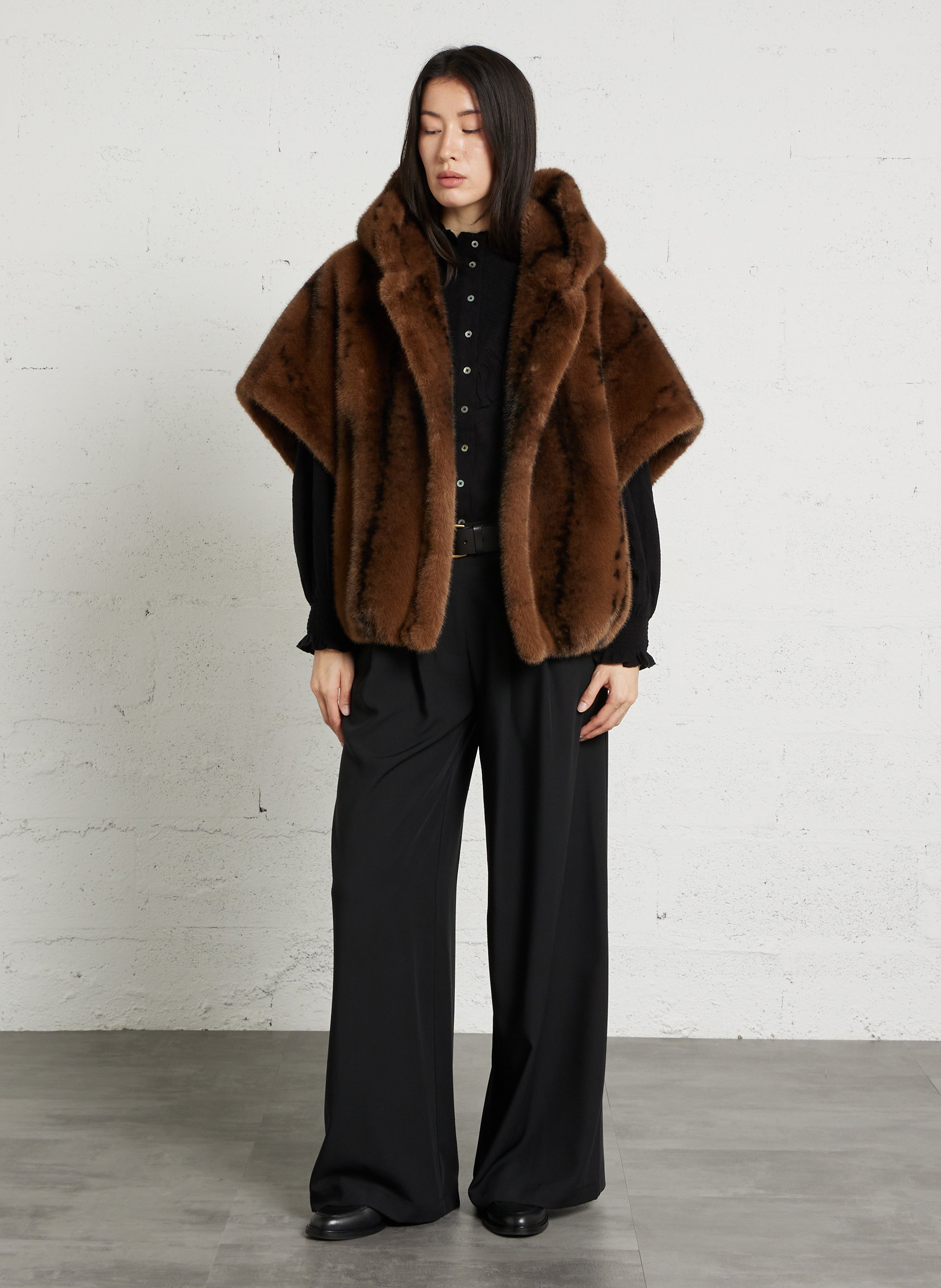 Cape oversize en fourrure synthétique dayana MAISON 123 Marron