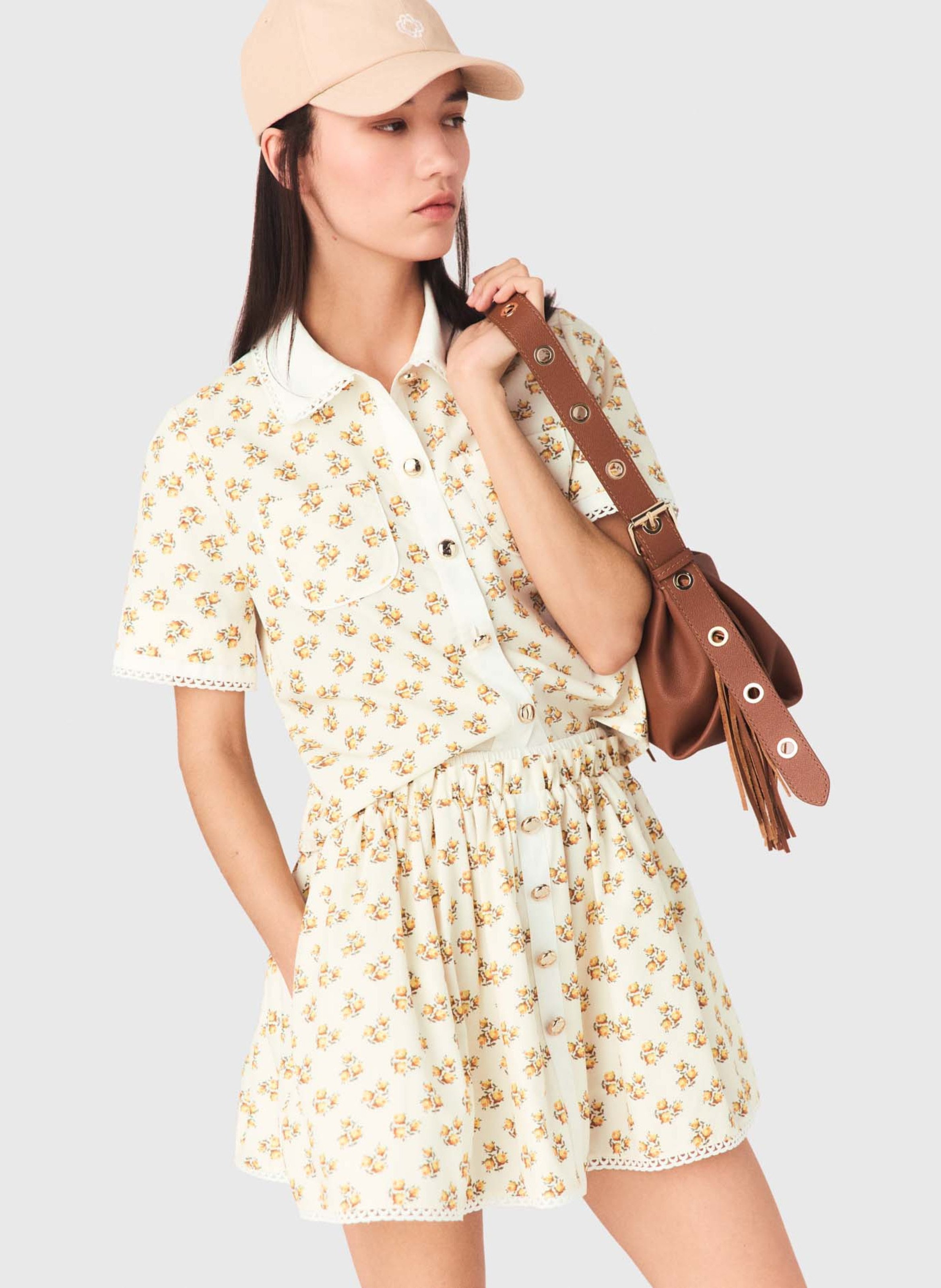 Chemise droite col classique imprimée MAJE Jaune