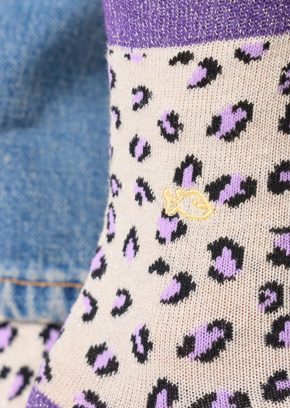 Chaussettes en coton peigné léopard BILLYBELT Beige