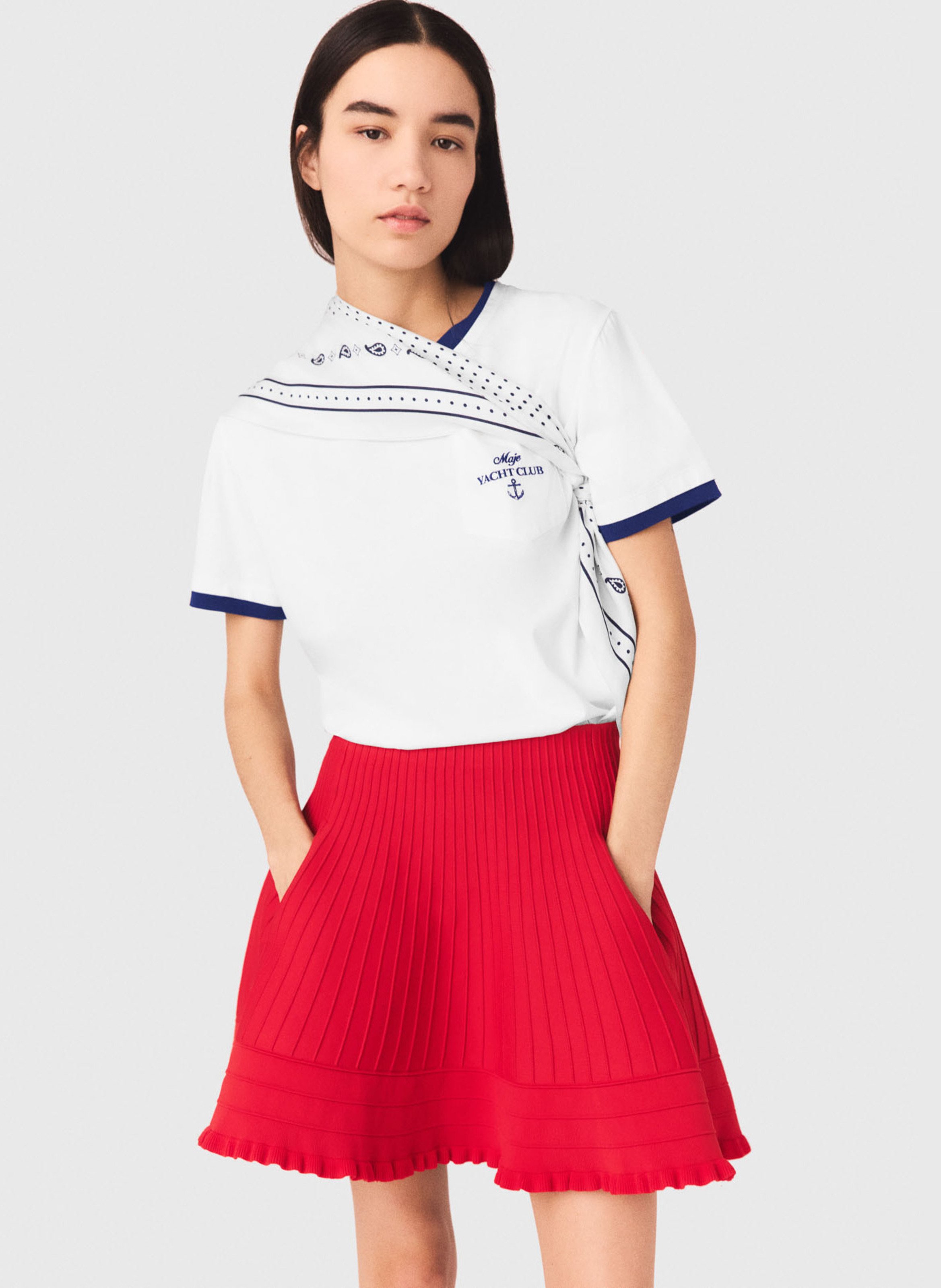 Jupe évasée courte MAJE Rouge