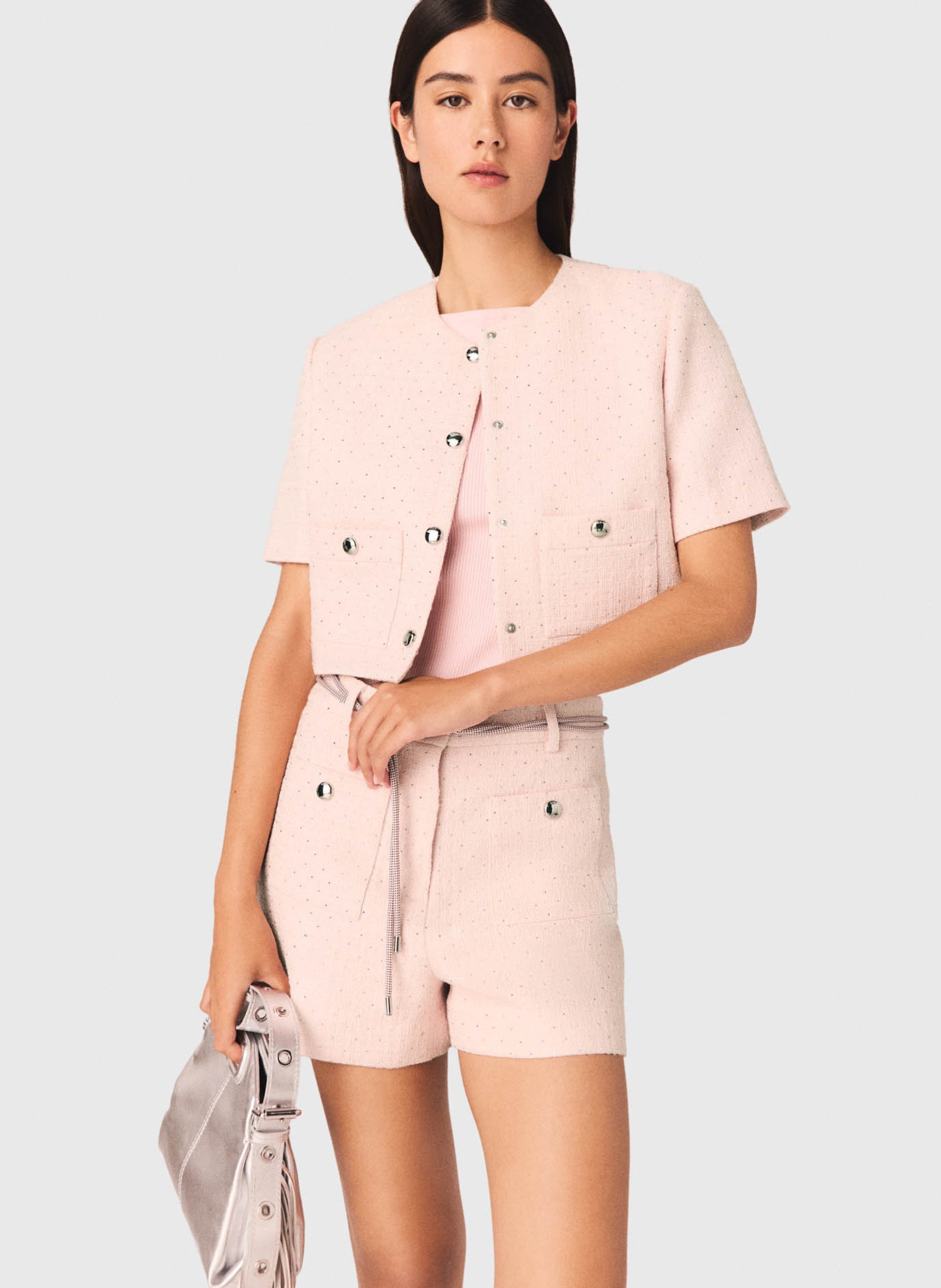 Veste droite à sequins MAJE Rose