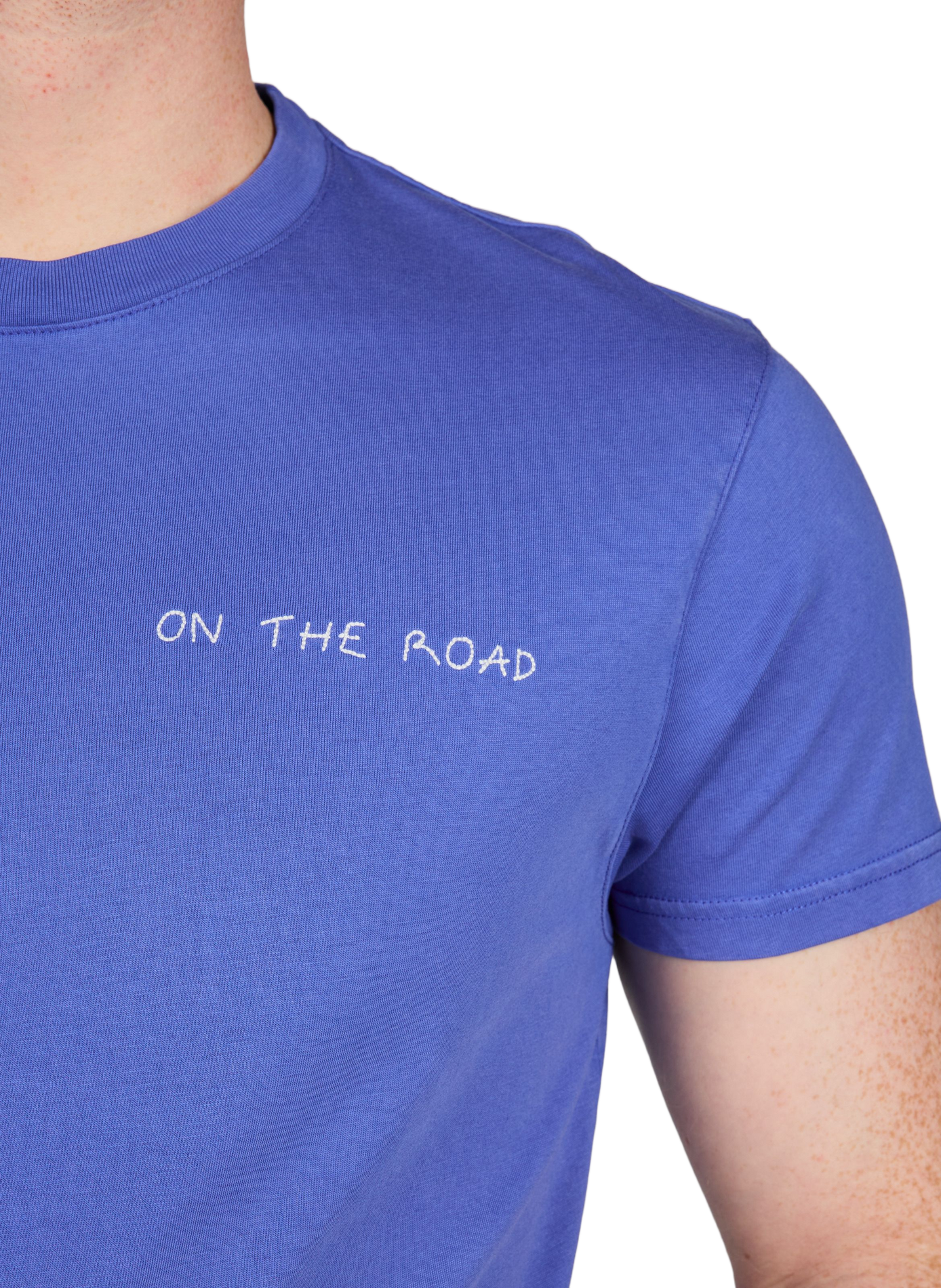 T-shirt Popincourt brodé en coton biologique MAISON LABICHE Bleu