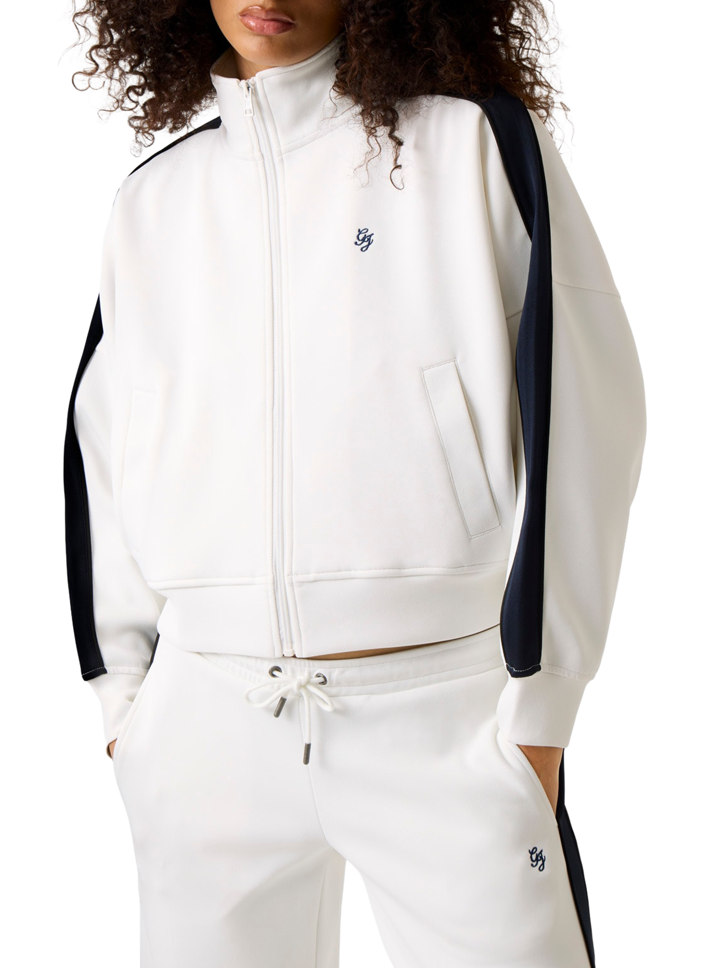 Sweatshirt met rits en opstaande kraag GUESS Wit