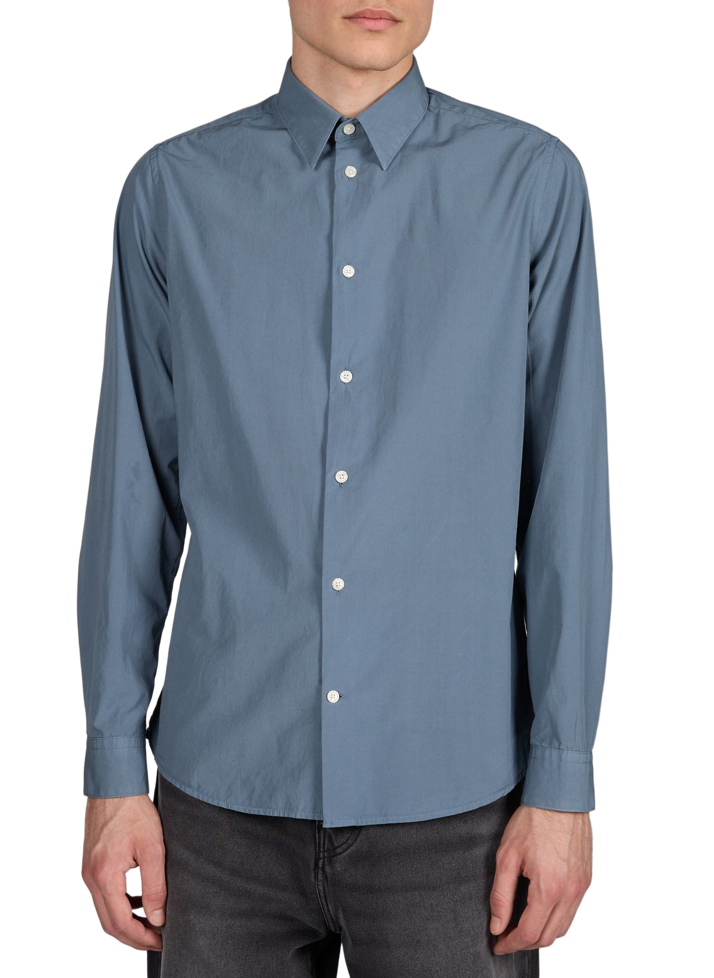 Straight classic collar shirt in cotton AU PRINTEMPS PARIS Blue