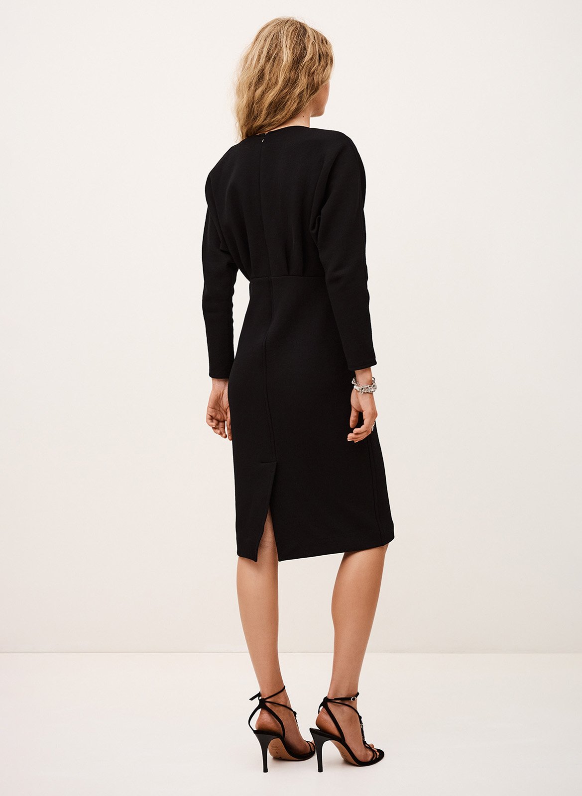 Robe midi col rond en coton mélangé bryt BA&SH Noir