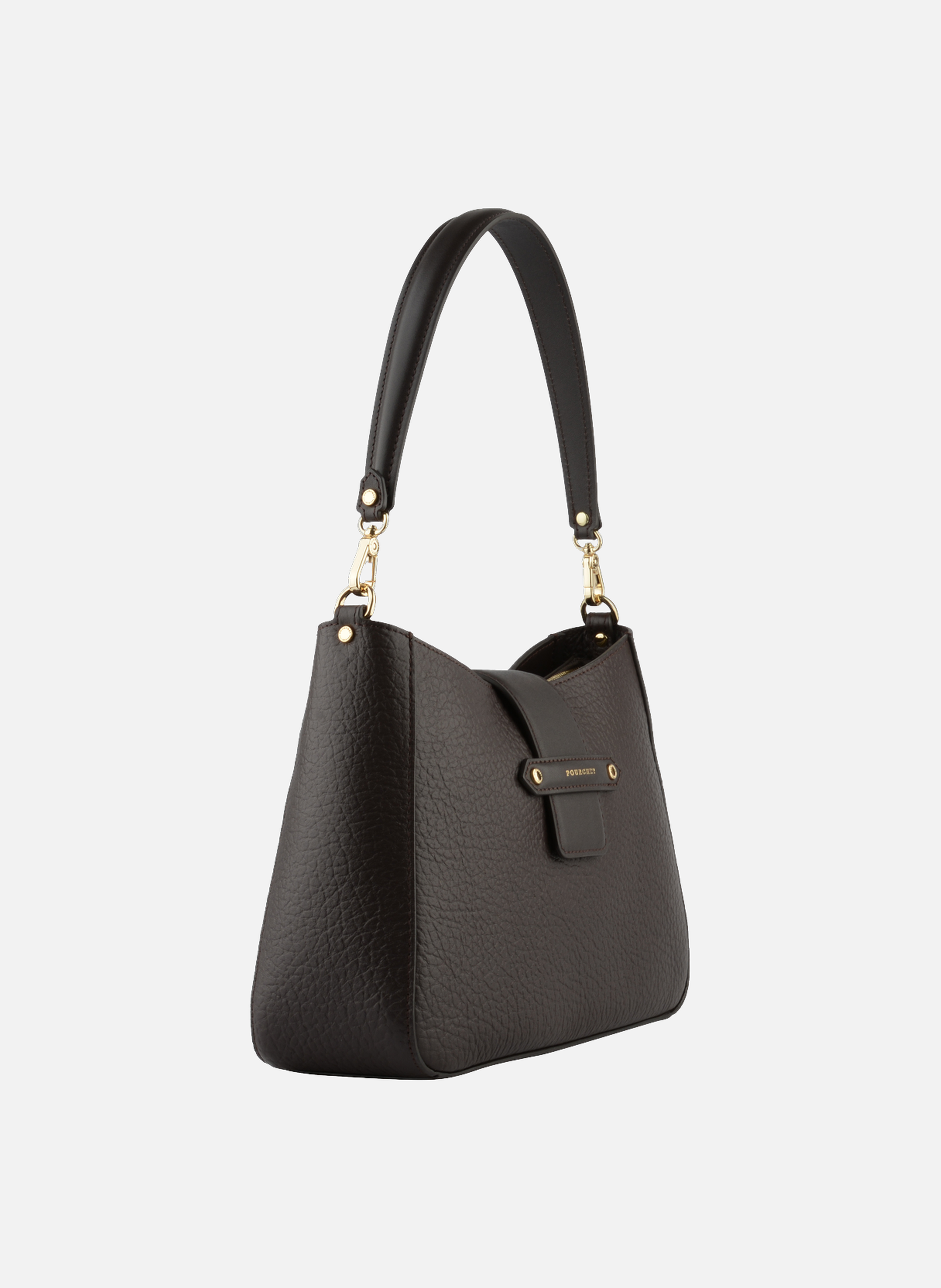 Fleuves | sac porté épaule gm en cuir de vachette POURCHET Marron