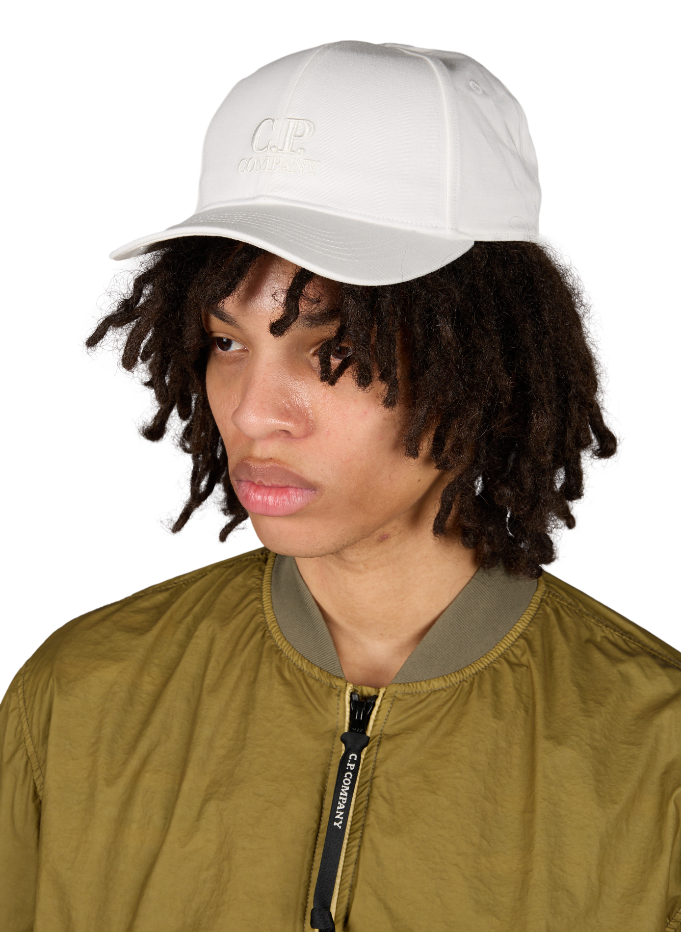 Petje van keperstof met geborduurd logo CP COMPANY Wit