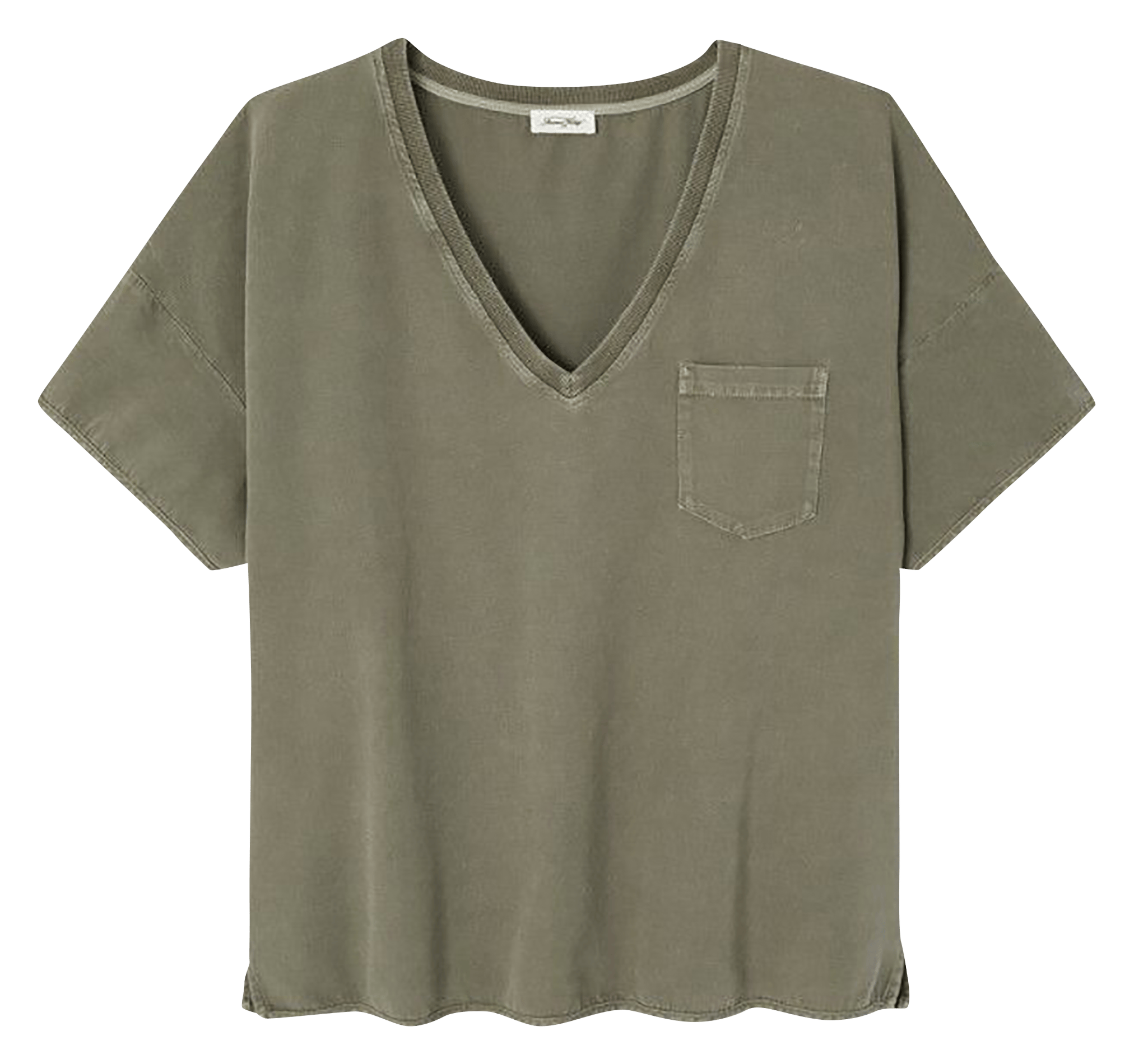 Tee-shirt ample col v uni lycaz AMERICAN VINTAGE Vert