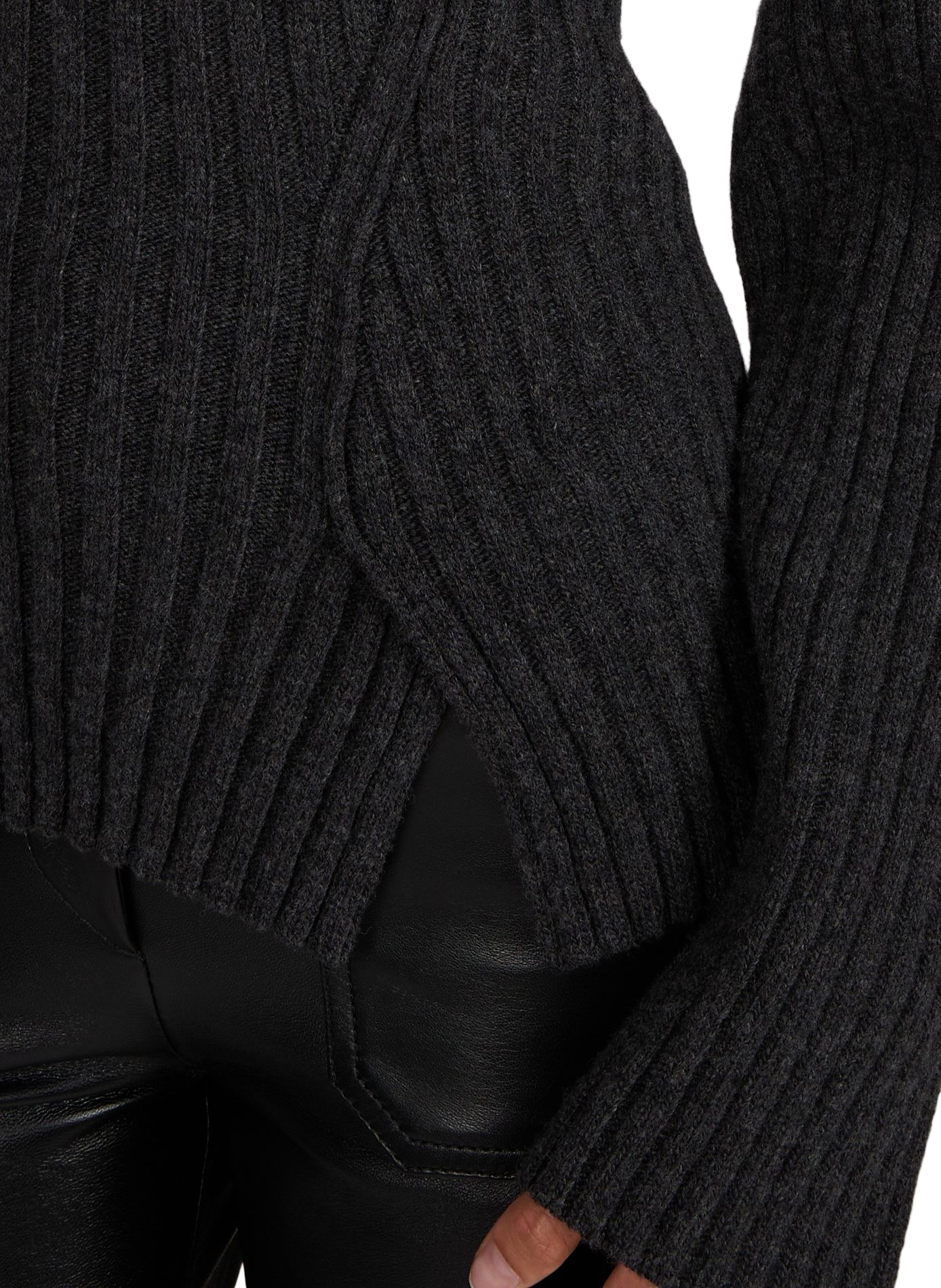 Straight round neck sweater in wool and cashmere blend VICTORIA BECKHAM Brown