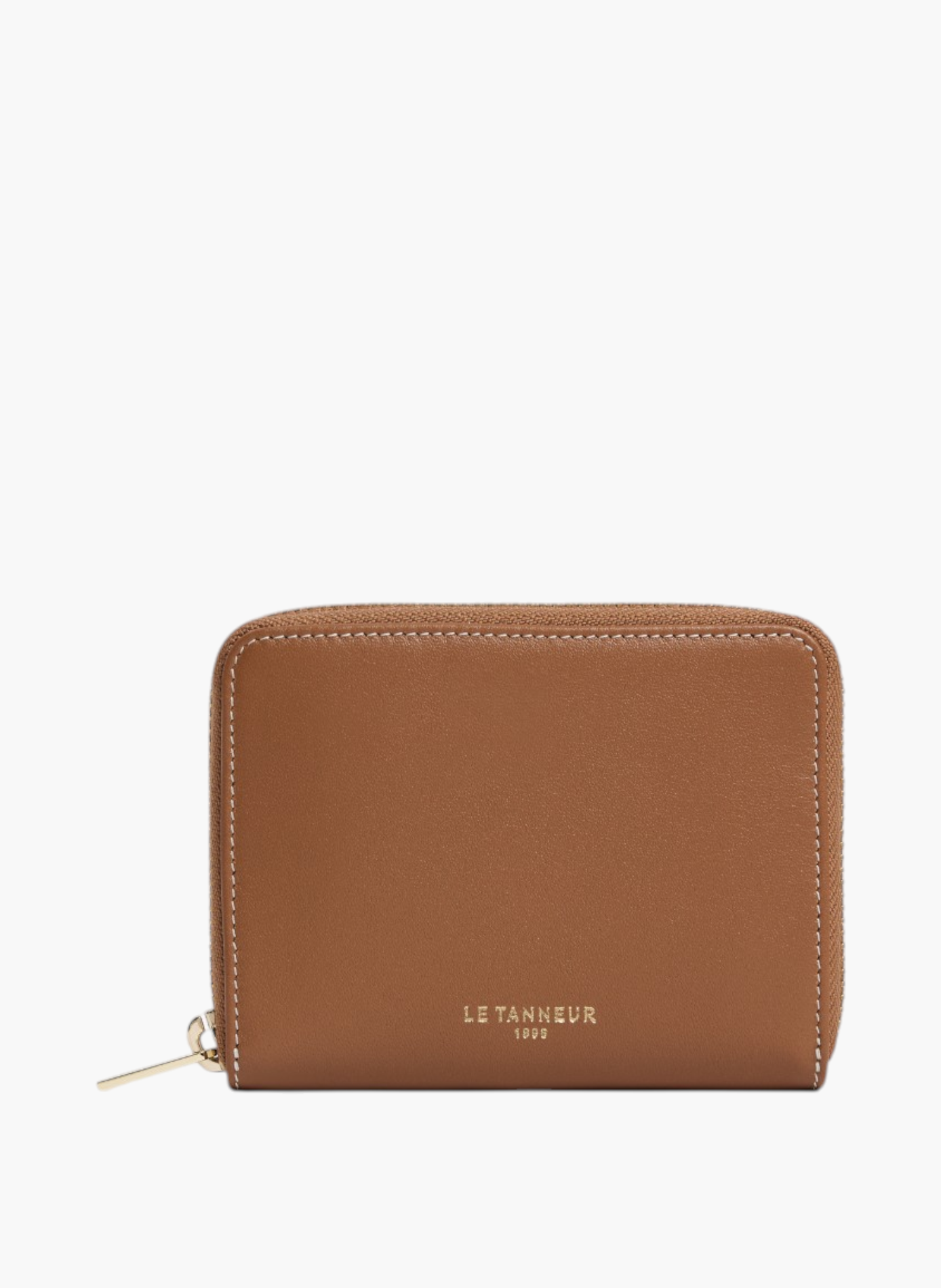 Porte monnaie zippé avec porte cartes amovible albertine en cuir lisse LE TANNEUR Marron