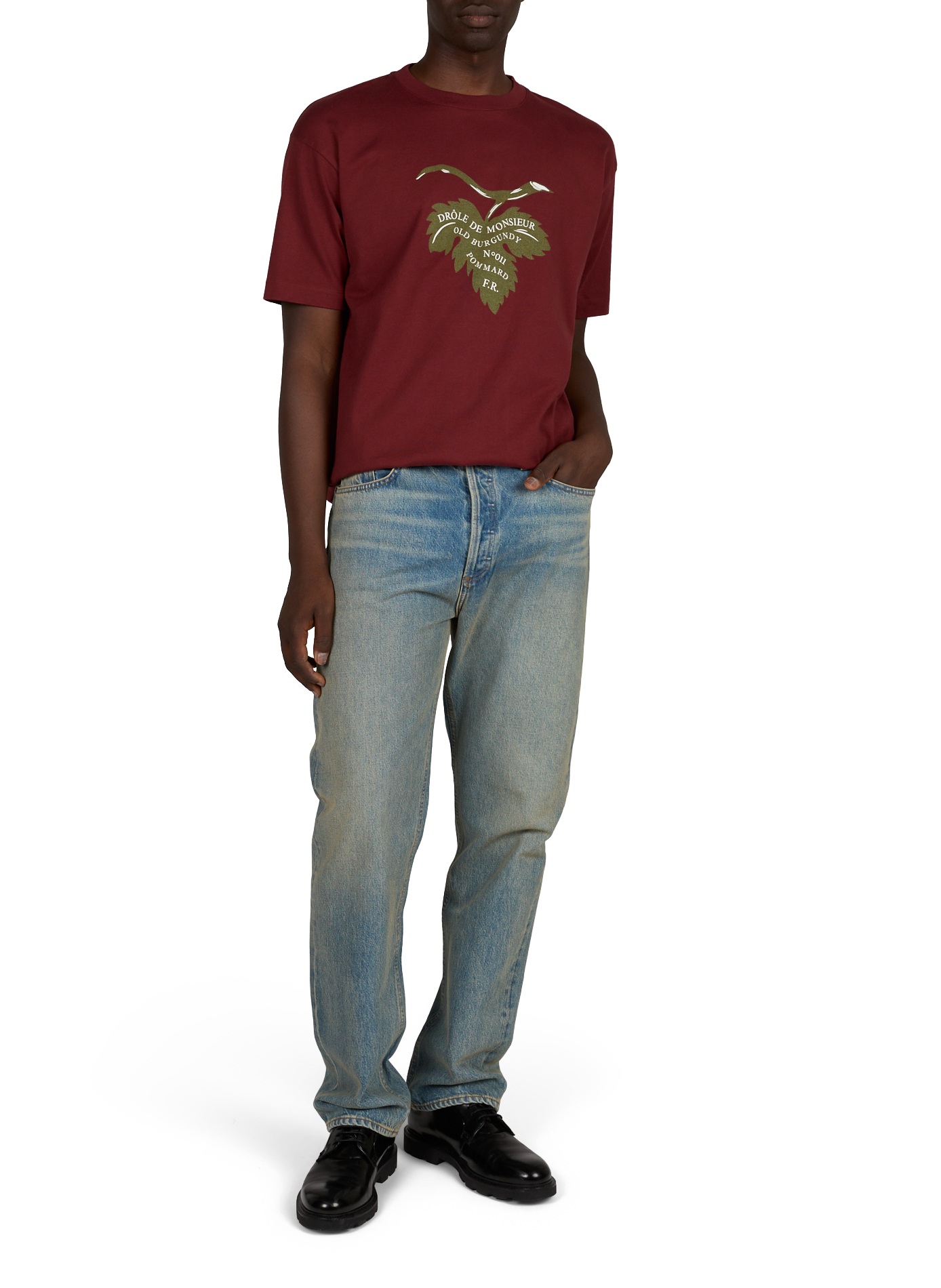 T-shirt col rond à motif en coton DROLE DE MONSIEUR Rouge