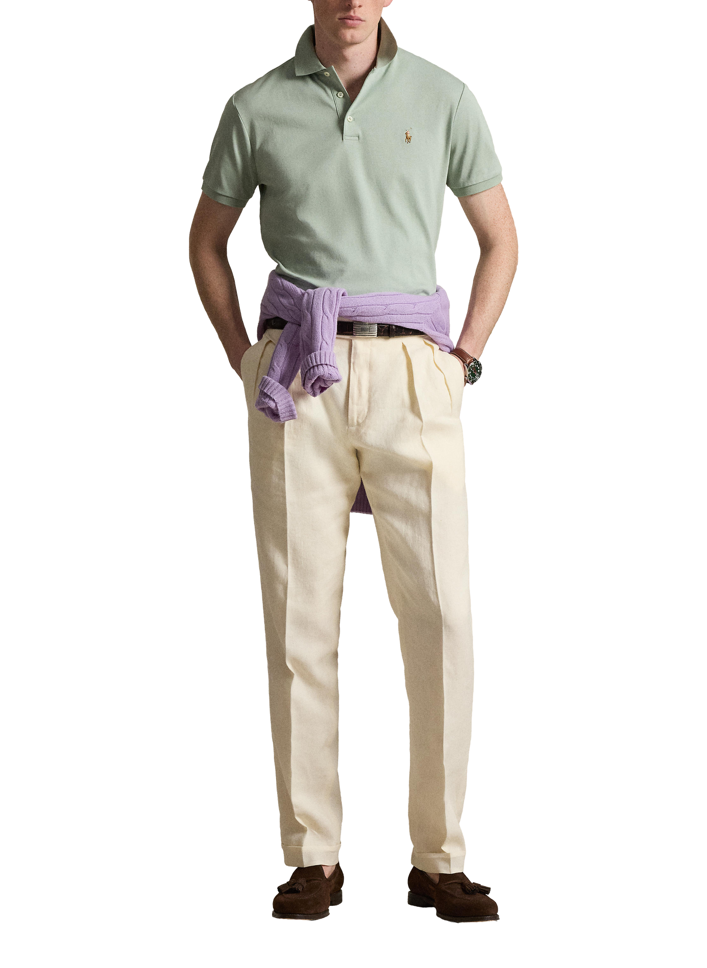 Polo droit en piqué de coton POLO RALPH LAUREN Vert