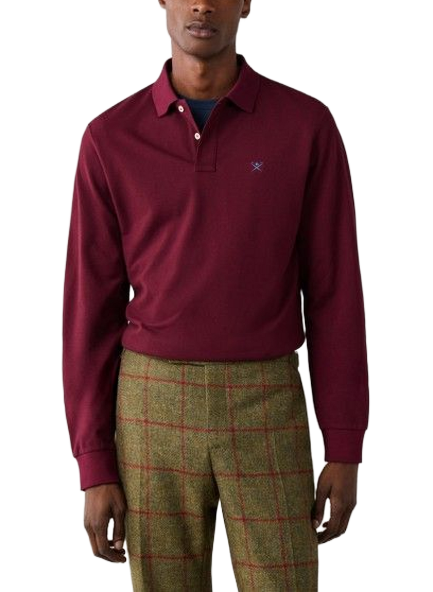 Langarm-Poloshirt aus Baumwollstrick HACKETT Rot