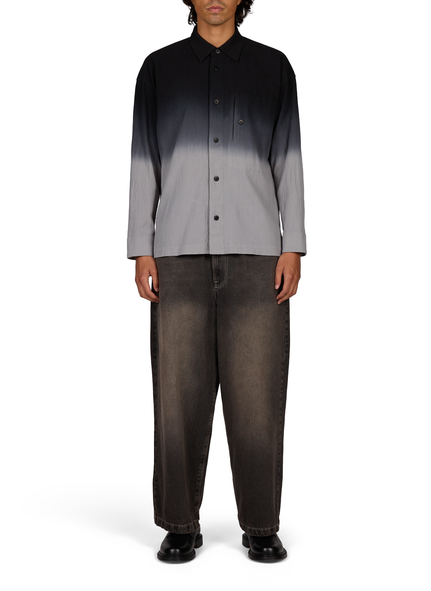 Straight cotton degradé shirt ISSEY MIYAKE Black