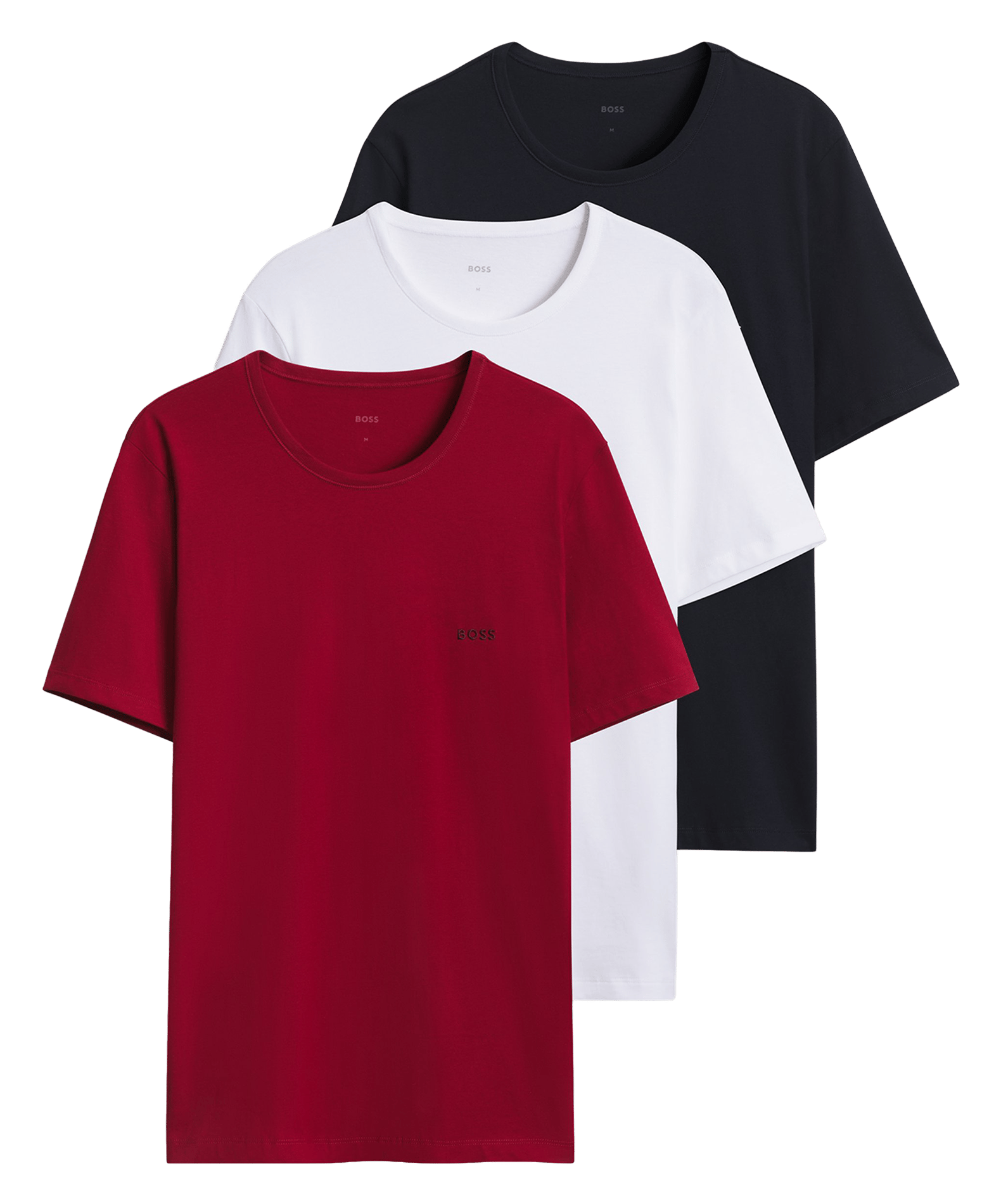 Pack de 3 tee-shirts col rond en coton BOSS Rouge