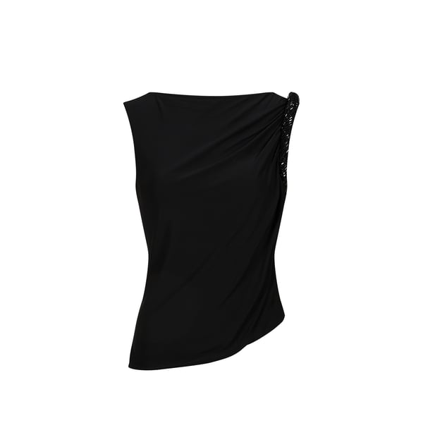 Top fluide orné de strass Top fluide orné de strass