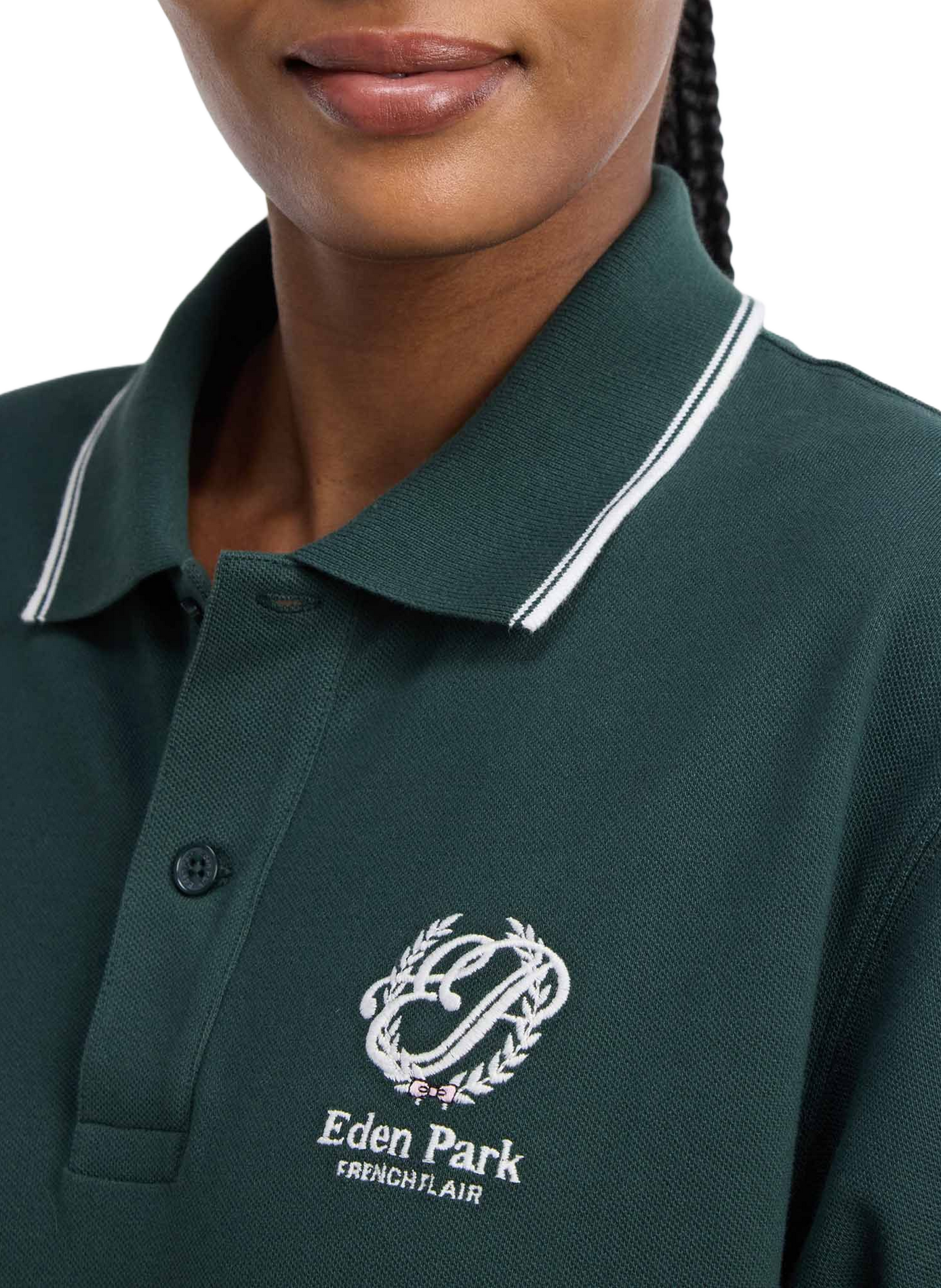 Polo droit à logo brodé en coton EDEN PARK Green