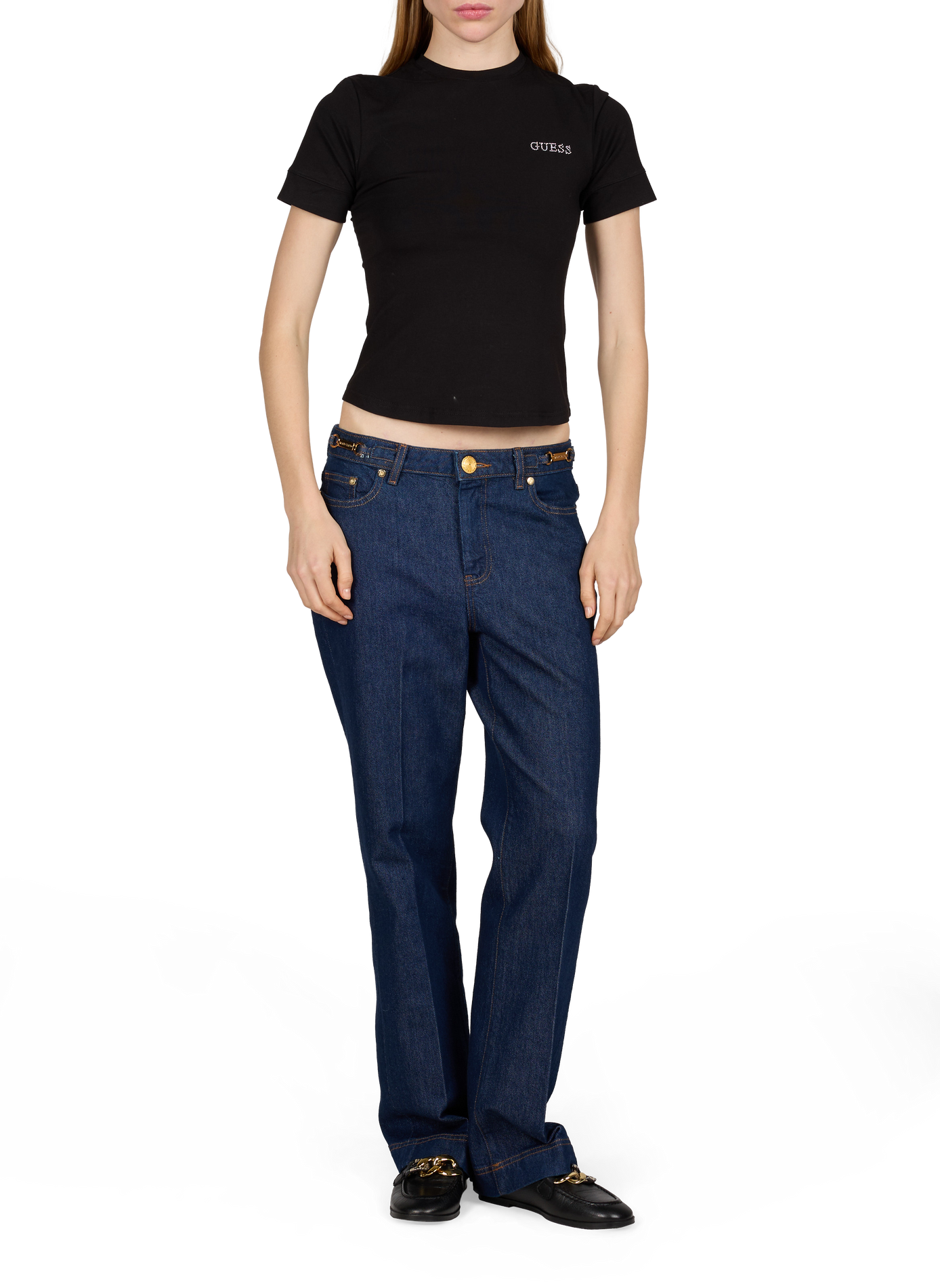 V-neck blouse in a cotton blend GUESS Black