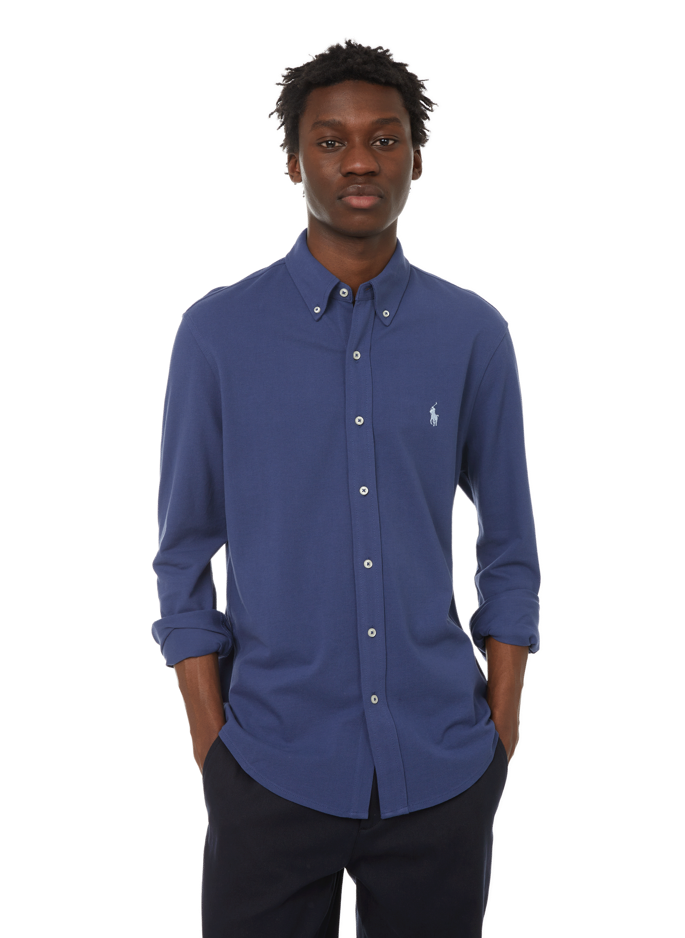 POLO RALPH LAUREN Chemise droit sport en maille piqué de coton Bleu