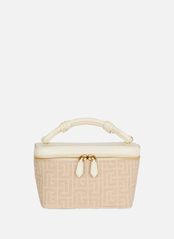 B-army vanity case en toile monogrammée et cuir Beige by BALMAIN BALMAIN B-army vanity case en toile monogrammée et cuir Beige