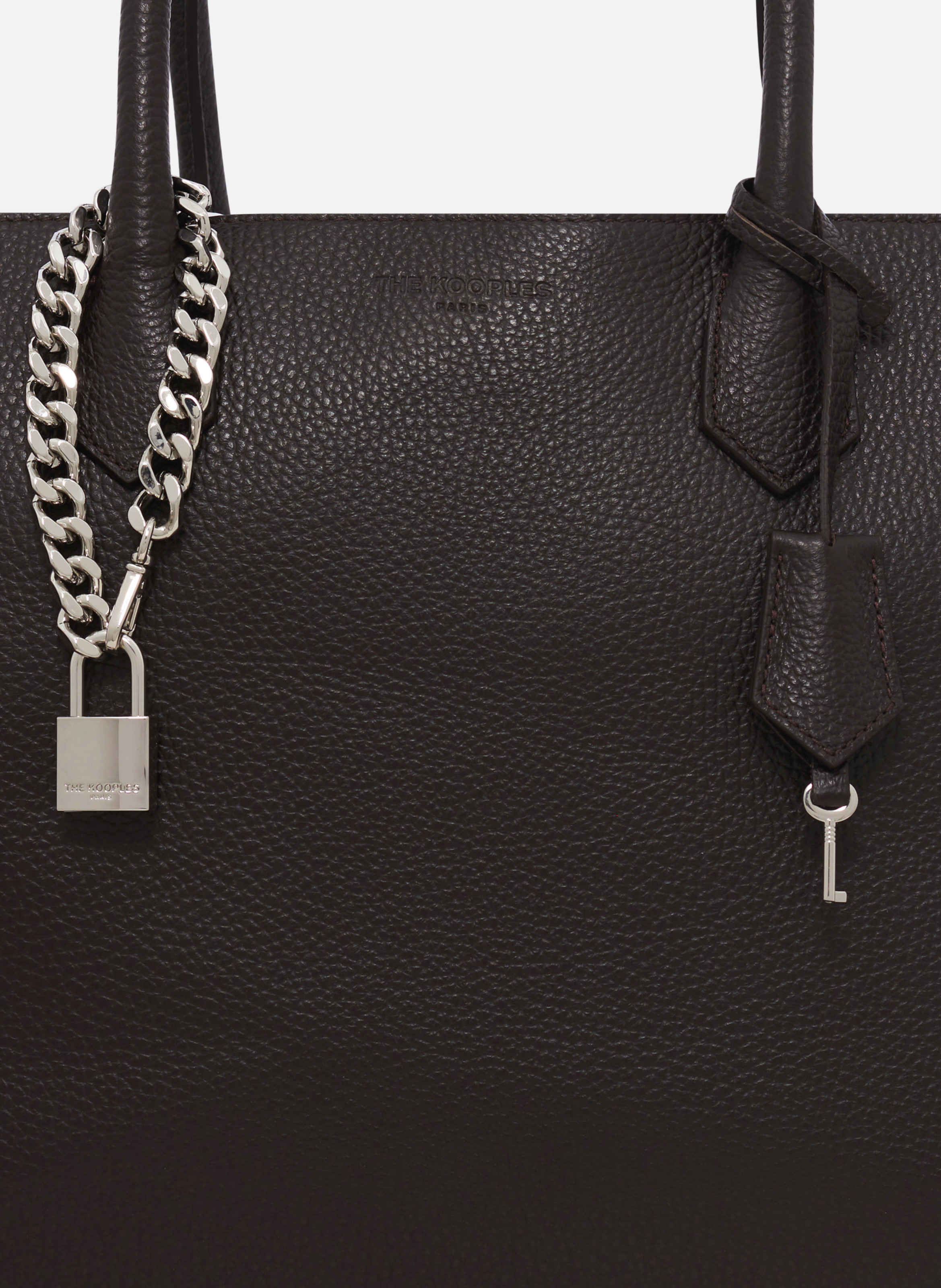 Sac cabas ming l en cuir grainé THE KOOPLES Marron