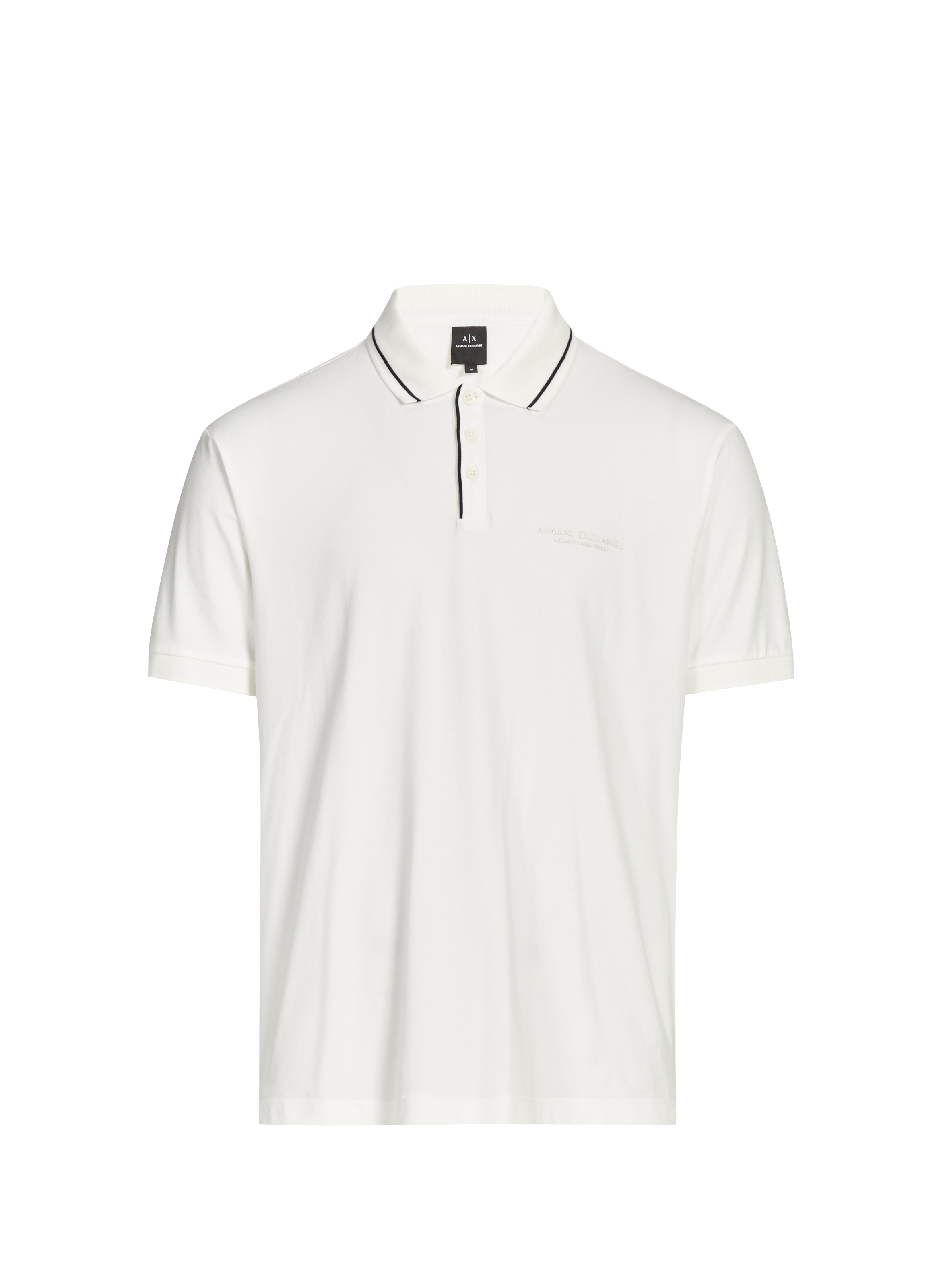 Polo uni en coton mélangé ARMANI EXCHANGE Blanc