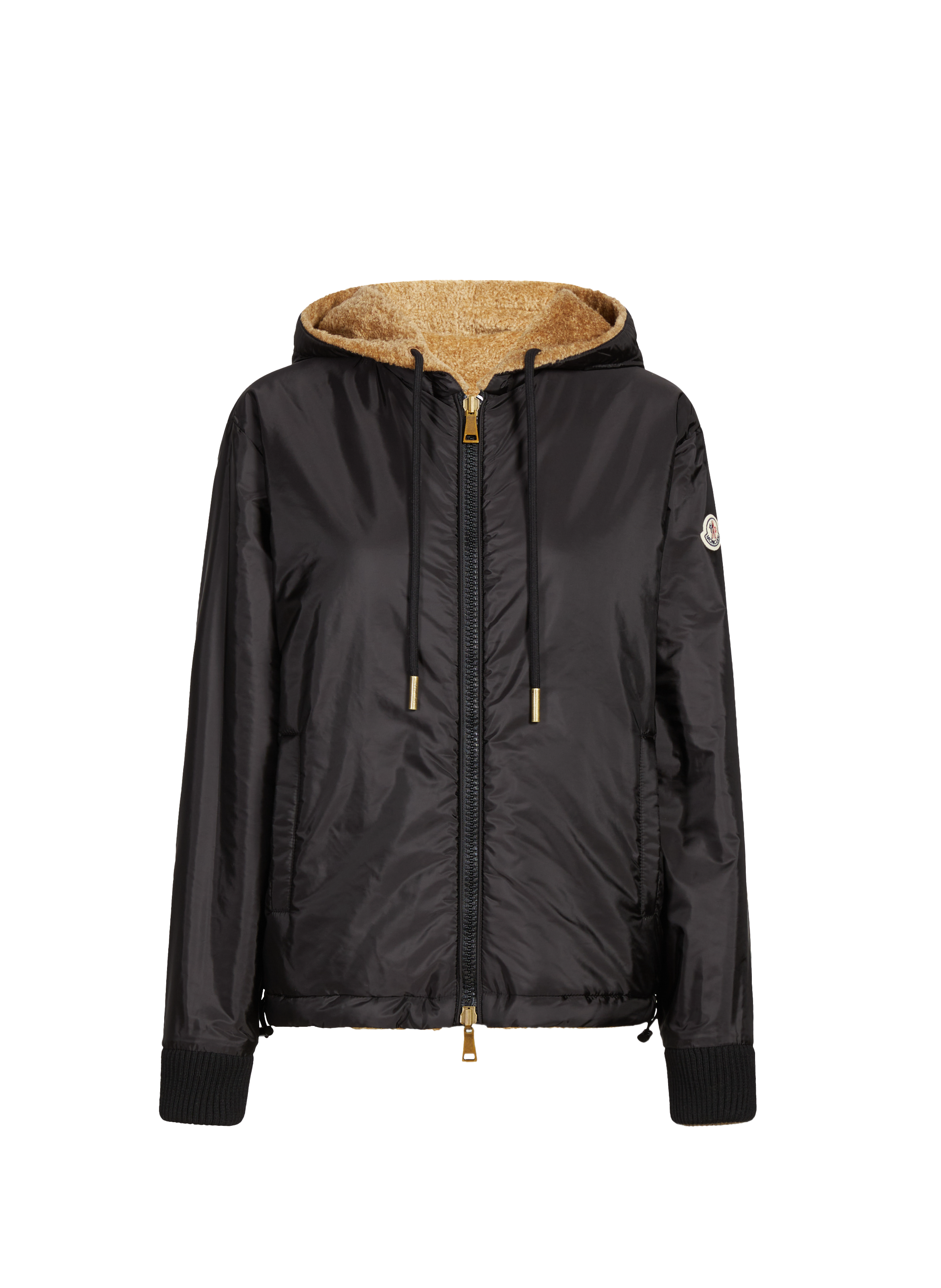 Shearling hooded jacket MONCLER Beige