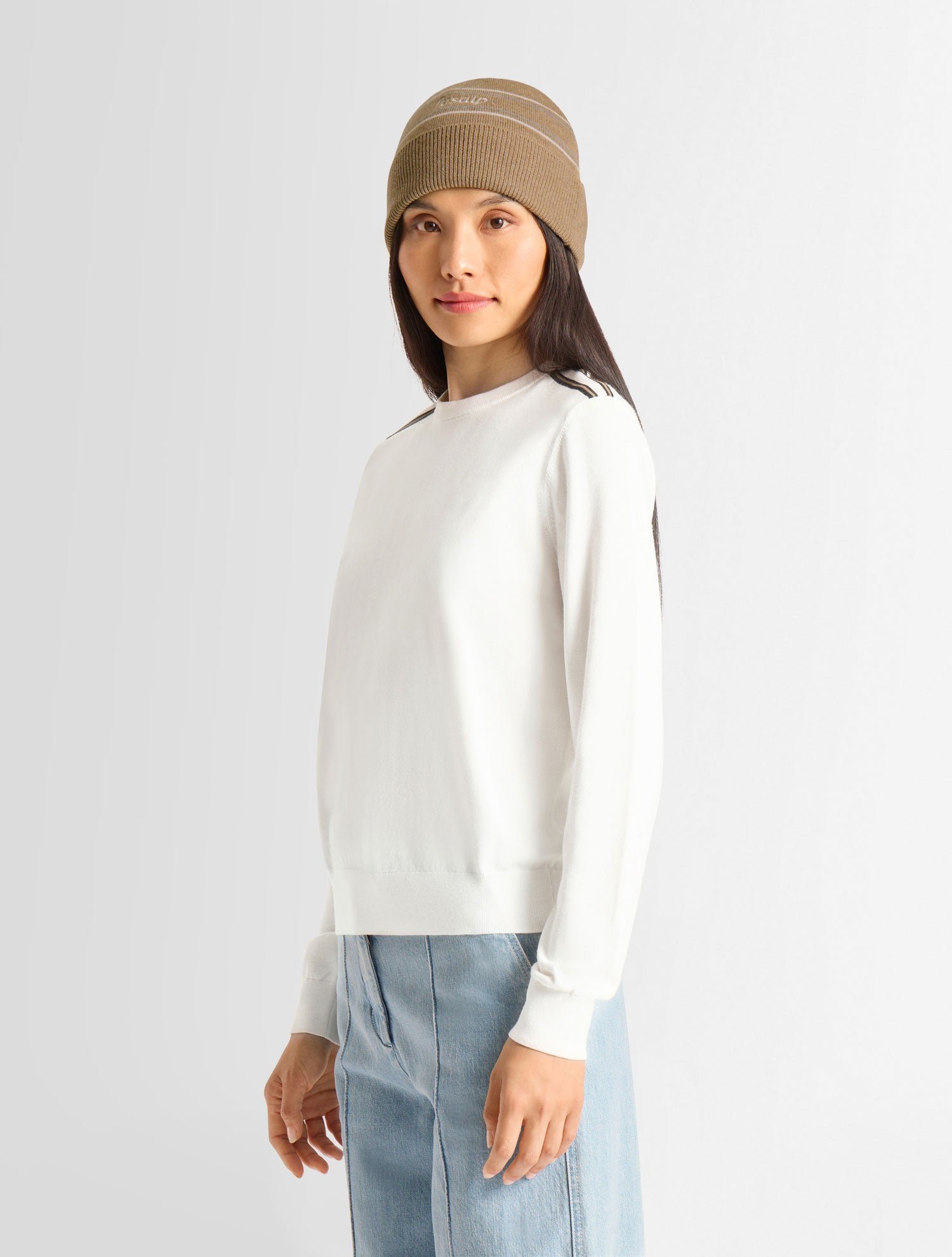 Pull ottavia col rond coupe ajustée FUSALP Blanc