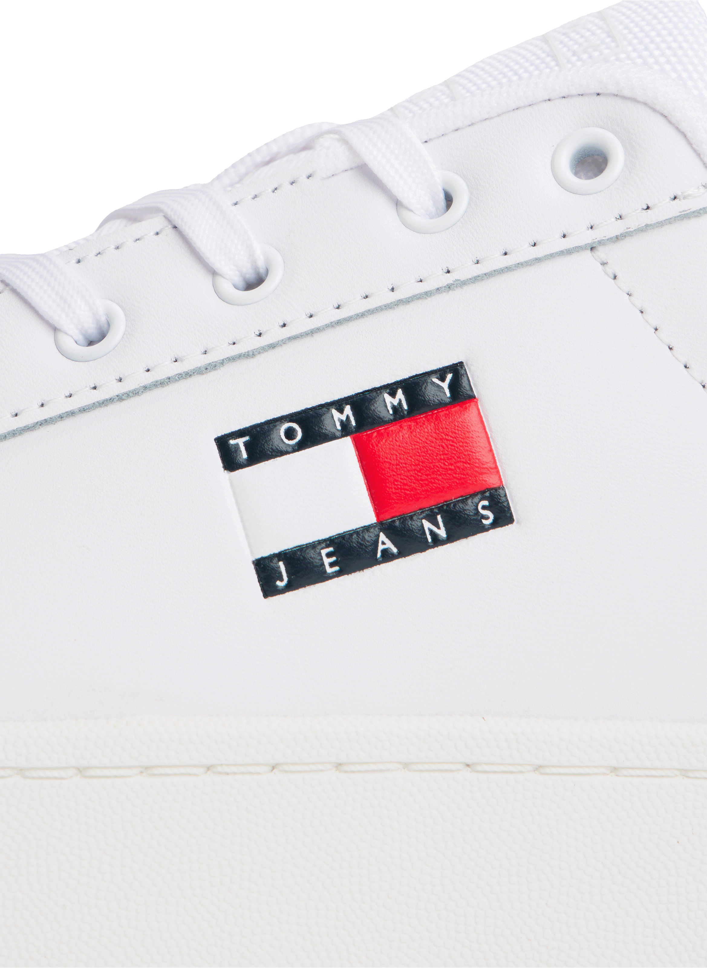 Mixed leather low-top sneakers TOMMY HILFIGER White