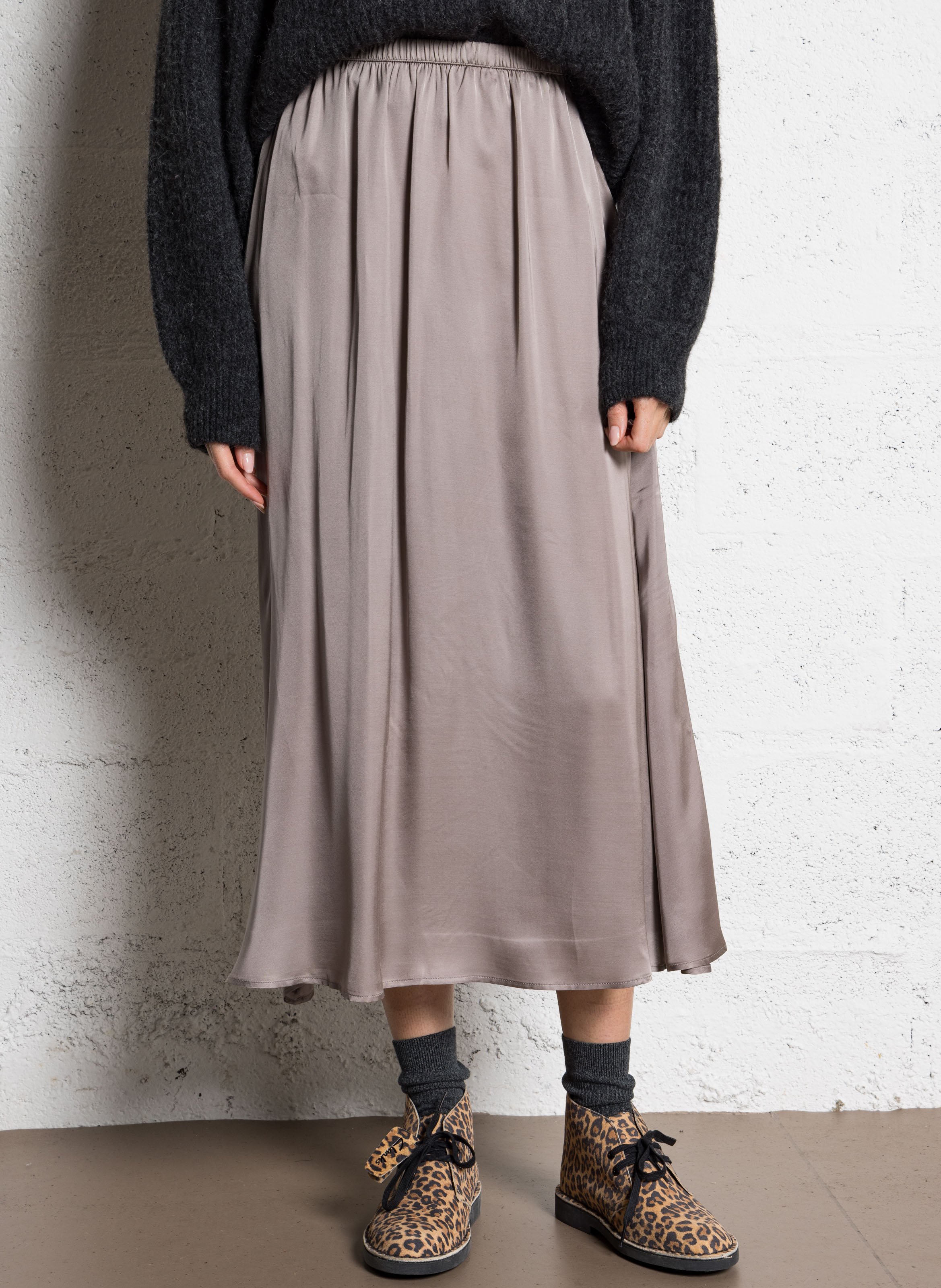 Jupe longue fluide élastiquée unie bovalow AMERICAN VINTAGE Marron