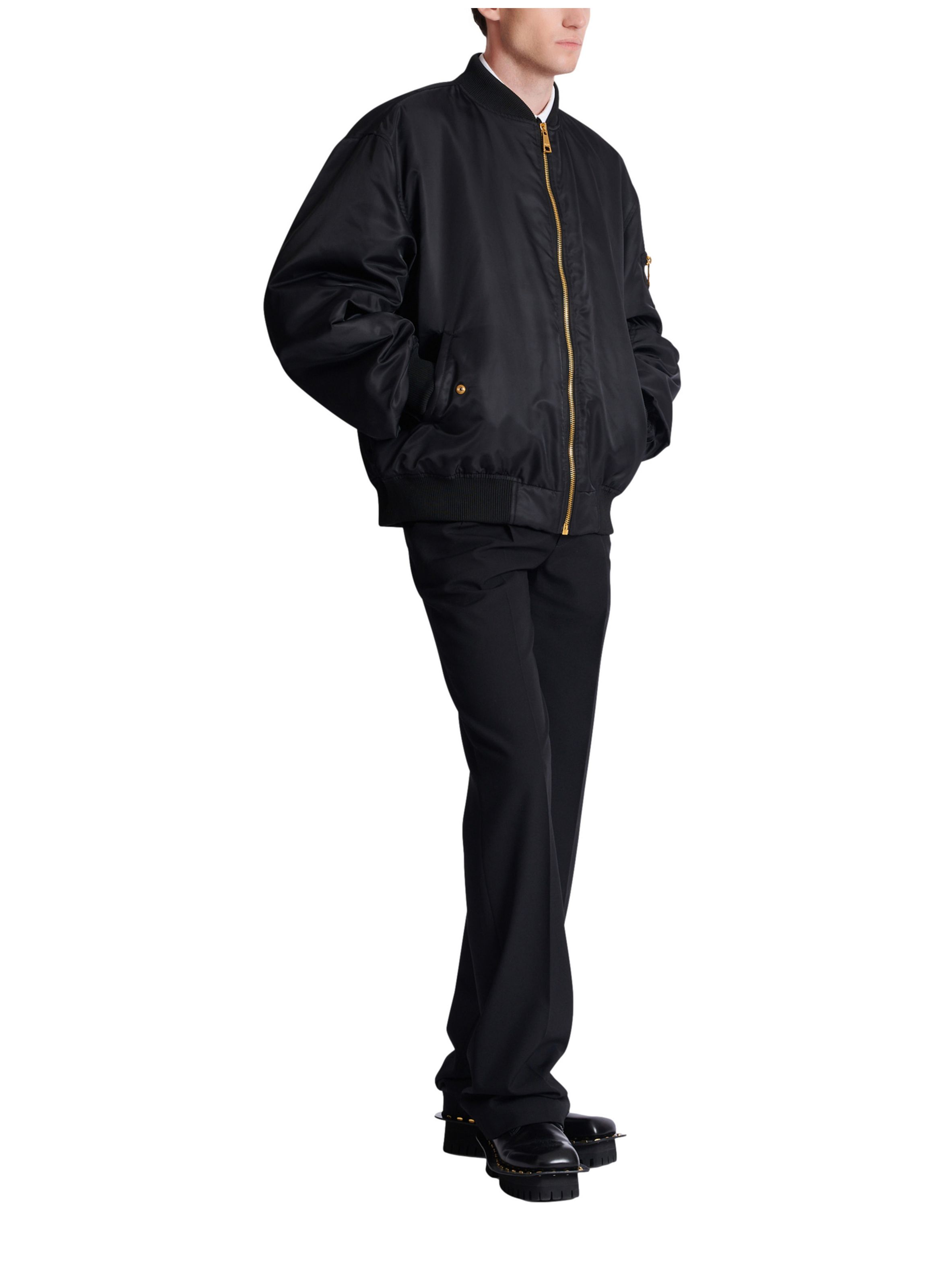 Bomber en nylon à imprimé BALMAIN Noir