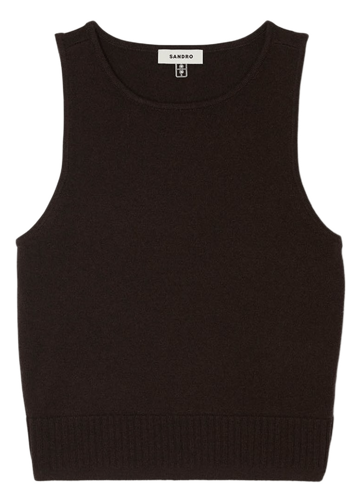 Débardeur col rond en laine mélangée Marron