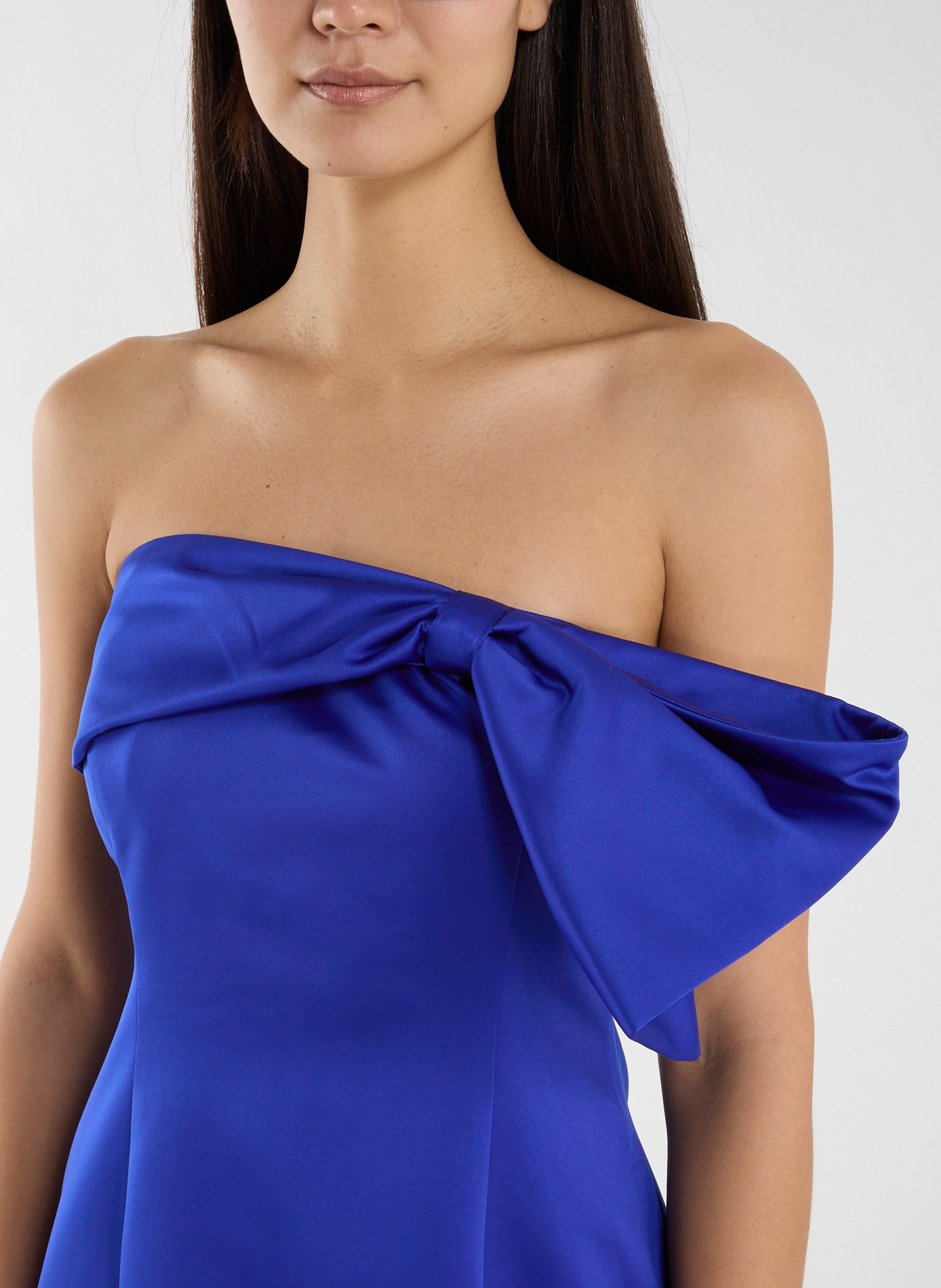 Robe mini Satin Bow sans manches ROTATE Bleu