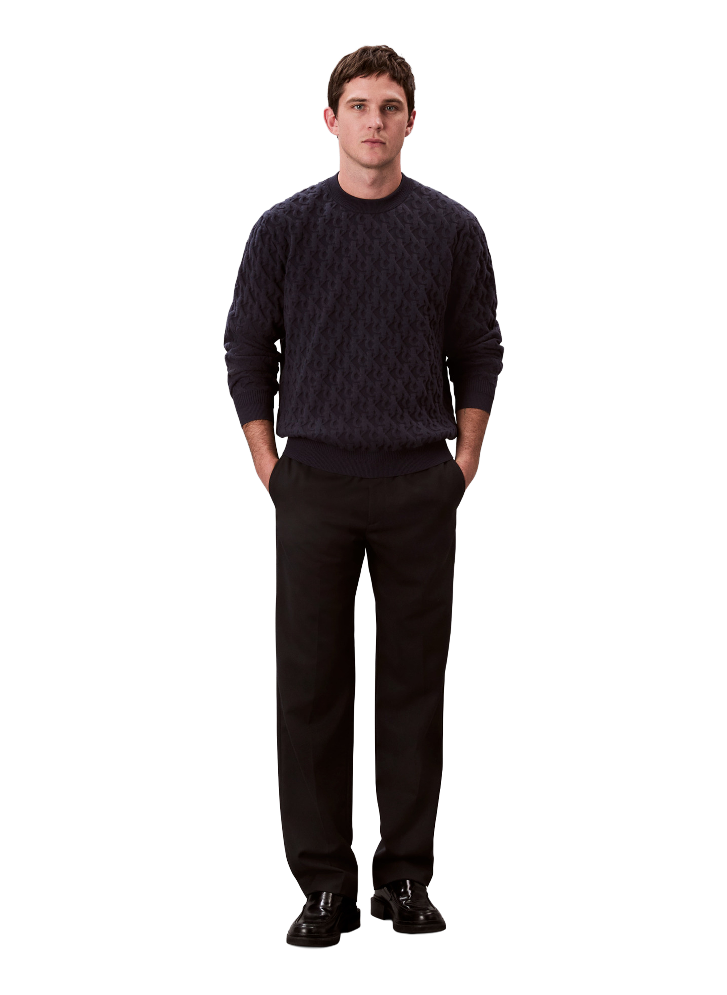 Textured monogram sweater CALVIN KLEIN Blue