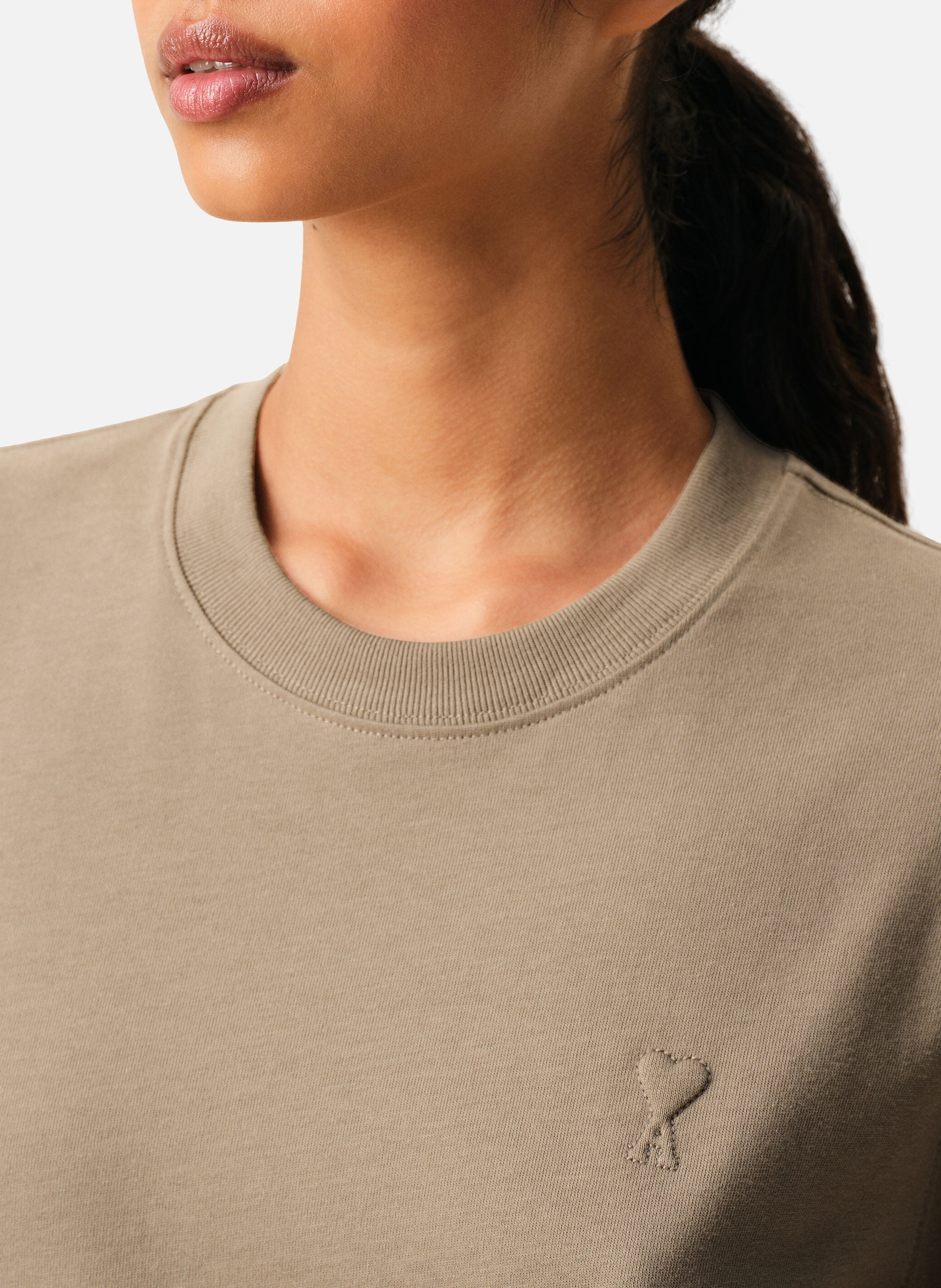 T-shirt Ami De Coeur En Coton unisexe AMI PARIS Beige