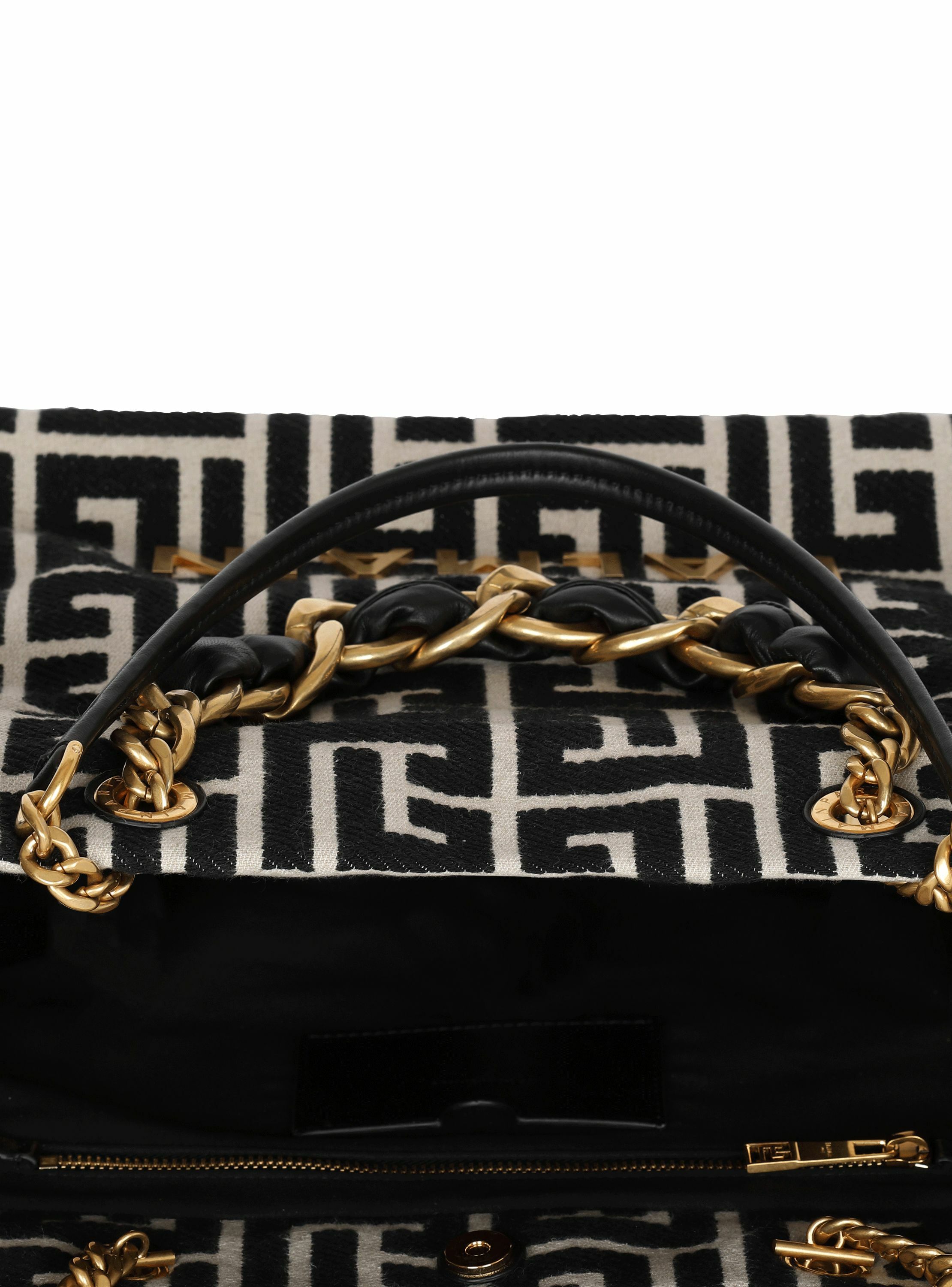 Sac cabas 1945 soft en toile jacquard à monogramme pb BALMAIN Noir